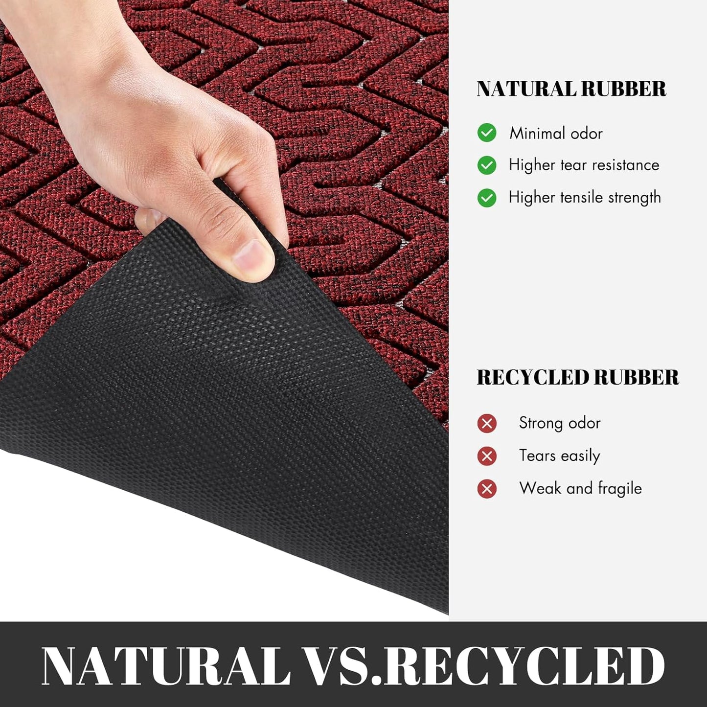Yimobra 72x24 Indoor Outdoor Runner Rug, Heavy-Duty Entrance Mat for High Traffic Areas, Commercial Grade Welcome Door Mat, Easy Clean Black Red