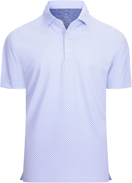 Alex Vando Mens Golf Shirt Moisture Wicking Classic Print Golf Shirts for Men