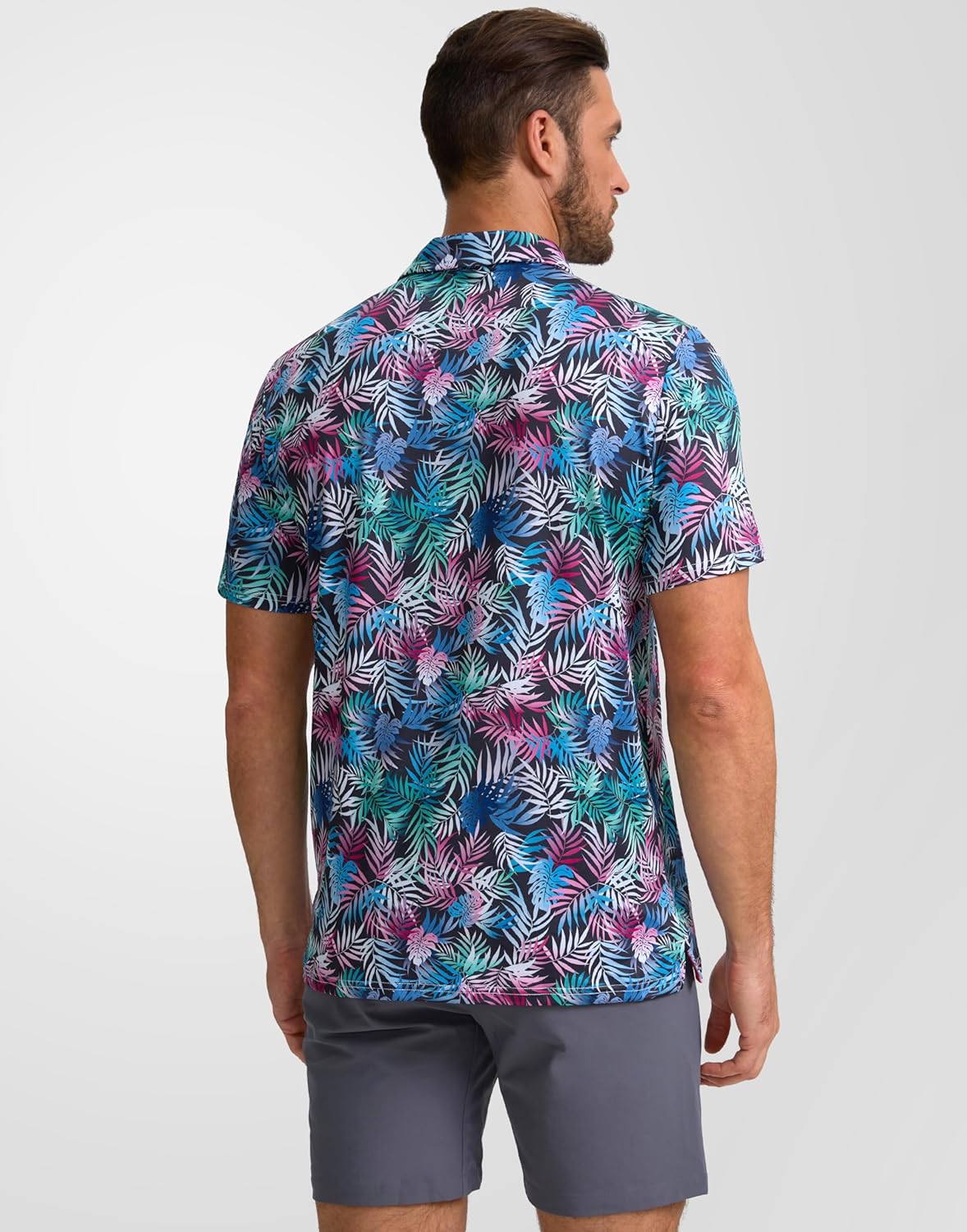 Obla Mens Golf Polo Shirts Short Sleeve Dry Fit Performance Moisture Wicking Casual Print Collared Golf Shirts for Men