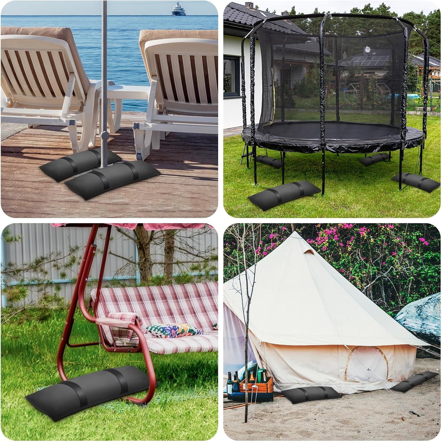 200 LBS Umbrella Base Weight Sandbags, Sand Bags for Weight, 4 Packs Fillable Sandbags for Umbrella Base, Weatherproof Furniture Heavy Duty Weight Bags For Cantilever Patio Umbrella Trampoline Garden