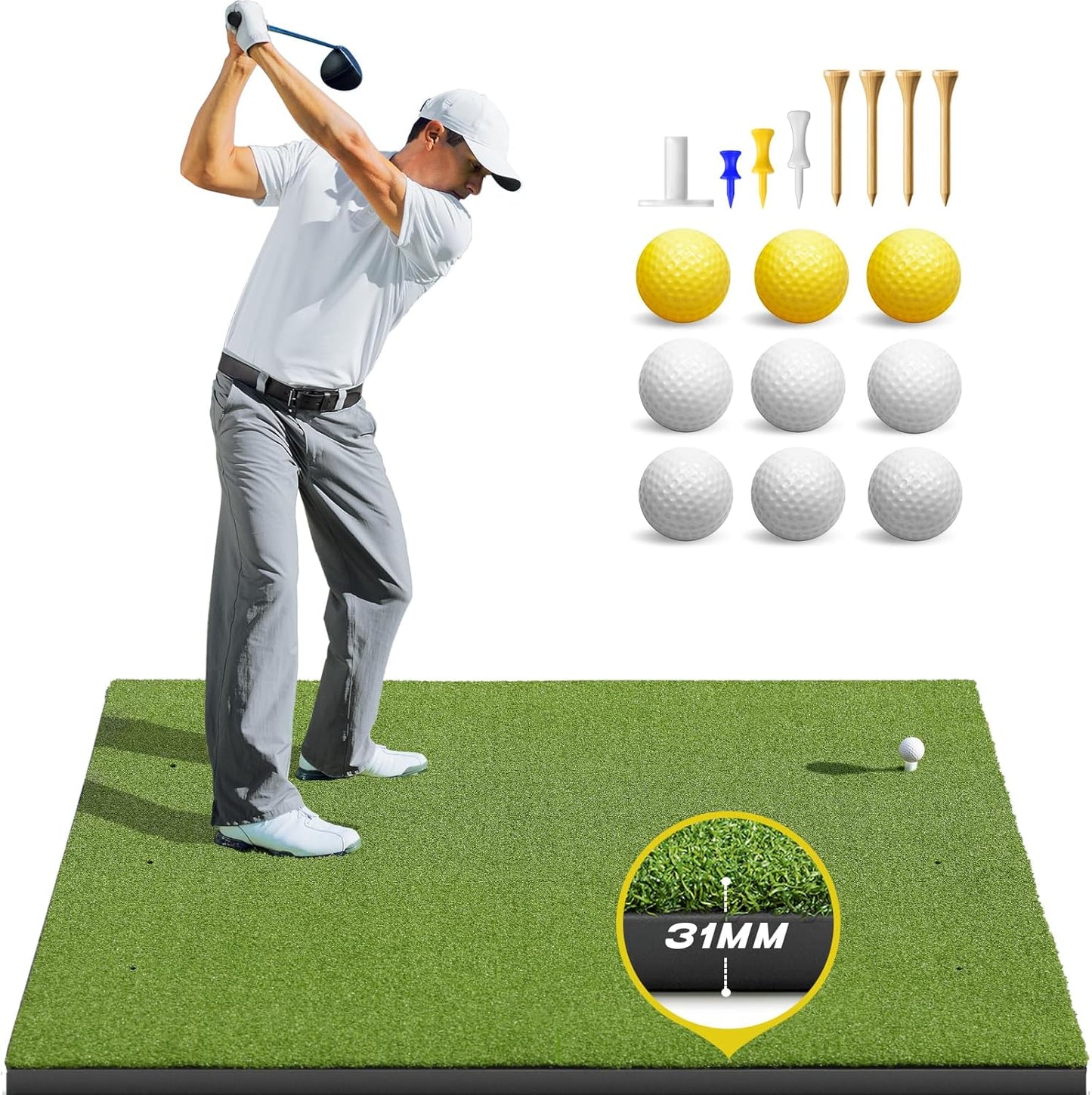 Bltend Golf Mat: 5x4ft & 5x5ft Heavy-Duty Golf Hitting Mats Practice Outdoor/Indoor, Elite Dense Artificial Turf Matt Training Aid for Backyard/Garage/Driving Range/Simulators