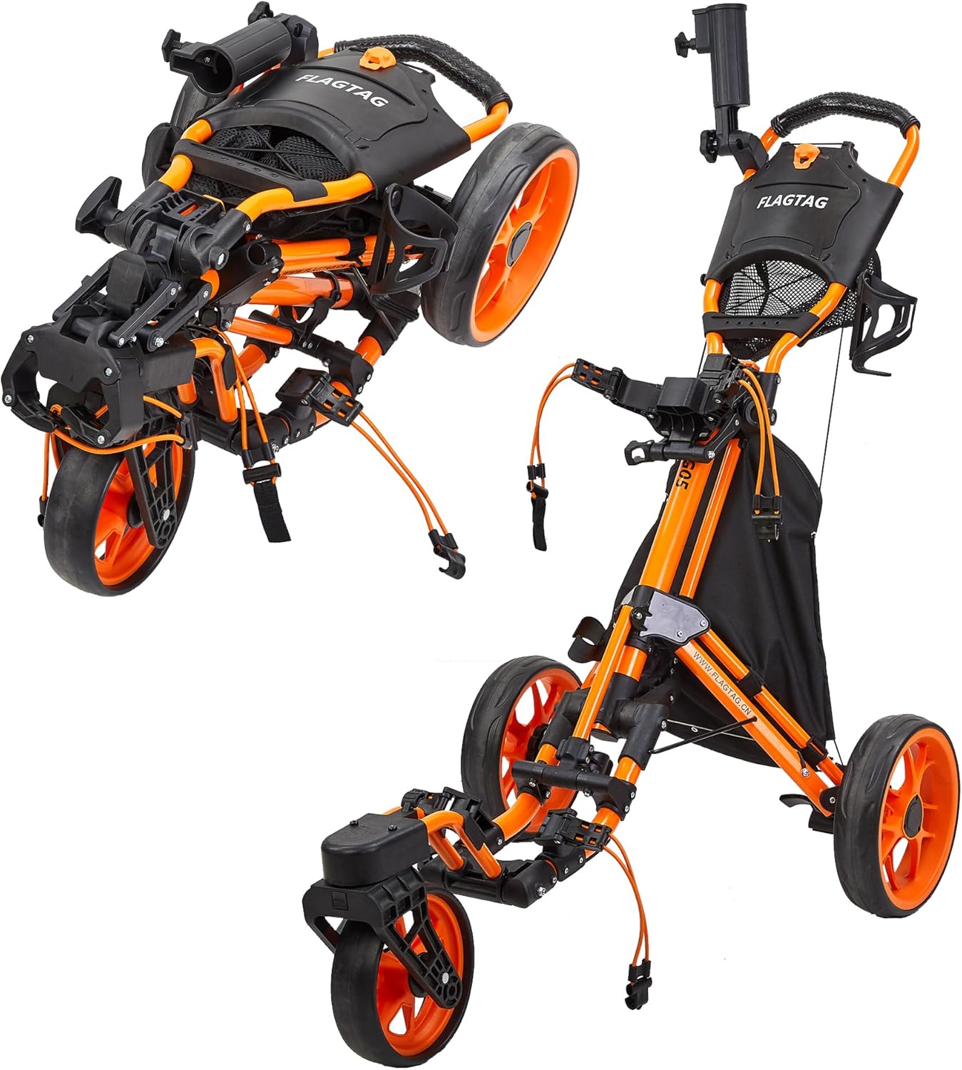 Golf Push Cart 3 Wheel with 360 Swivel Front Wheel,Lightweight and Foldable Walking Golf Cart，One-Click Foldable,with Foot Brake