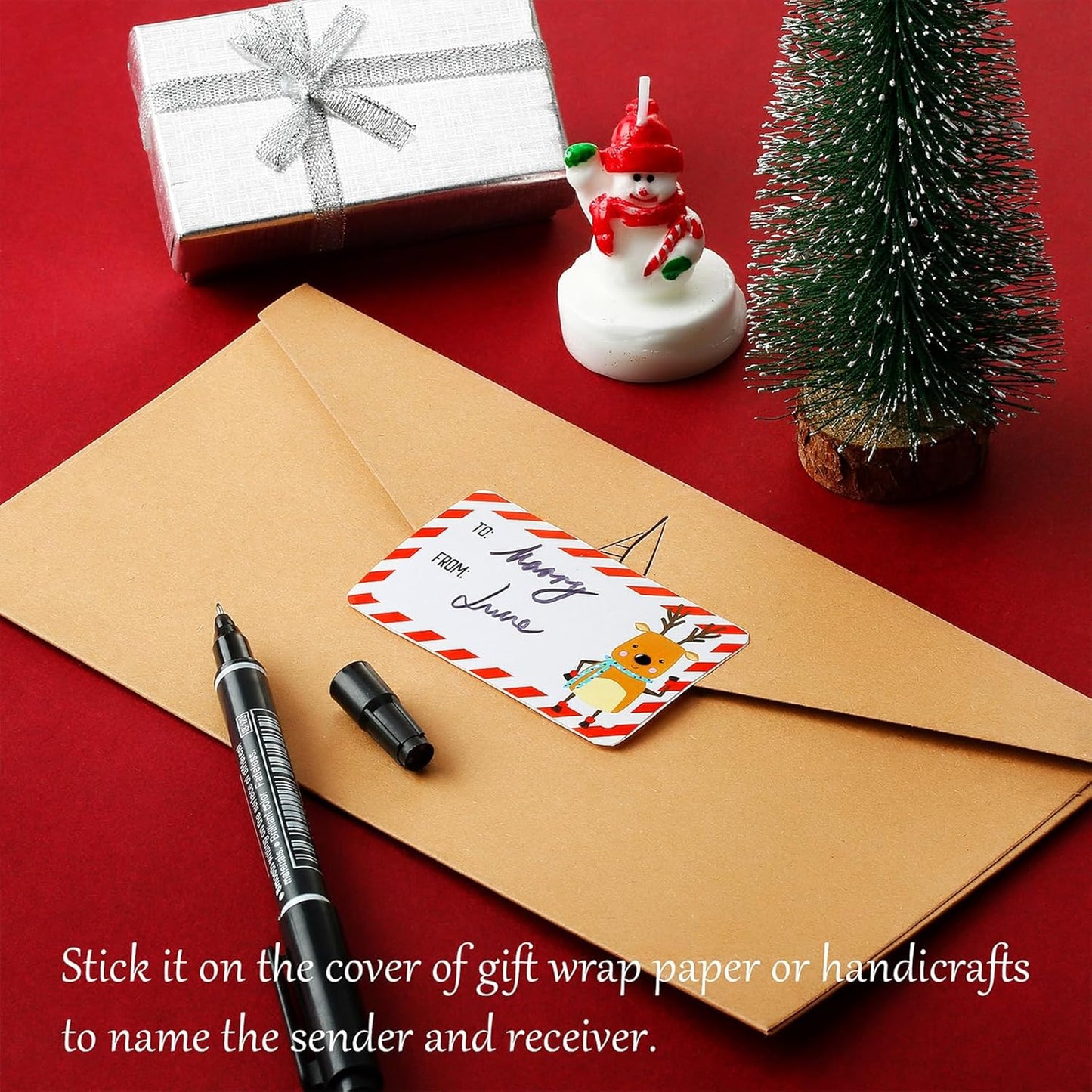 Outus 500 Pieces Christmas Tags Self Adhesive Gift Tags for Xmas Presents Christmas Name Labels Stickers for Wrapping Paper Festival Birthday Holiday Decor(Classic Style,2.95 x 1.6 Inch)