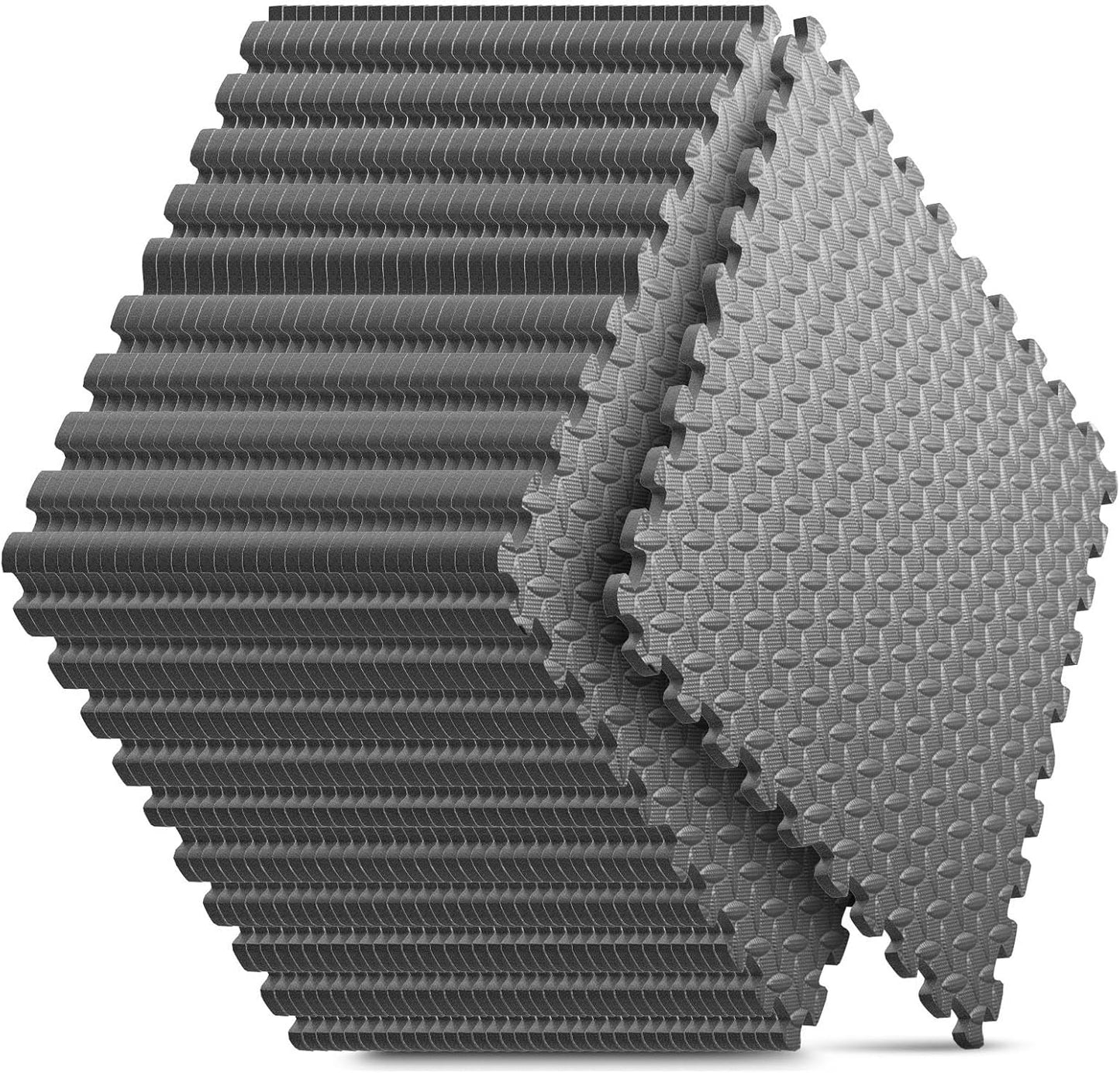 Home Gym Mat, Puzzle Exercise Mat, EVA Interlocking Foam Floor Tiles for Home Workout Equipment and Kids' Play Areas -, 24 in x 24 in x ½ in, Grey 36 Tiles