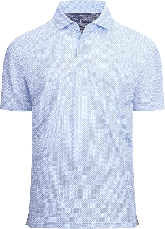 Alex Vando Mens Golf Shirt Moisture Wicking Classic Print Golf Shirts for Men