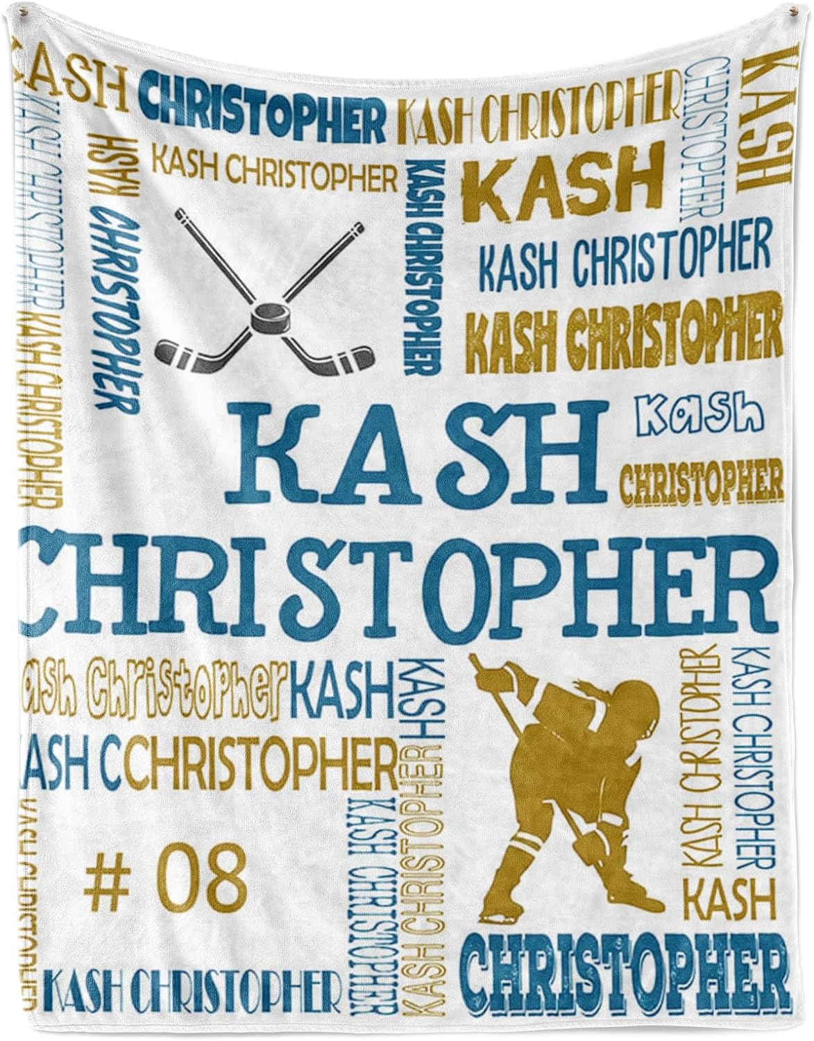 Custom Name Hockey Blanket - Personalized Names Soft Plush Flannel Throw Blankets for Baby Kids Teen Girls Holidays Birthdays Gifts Color10