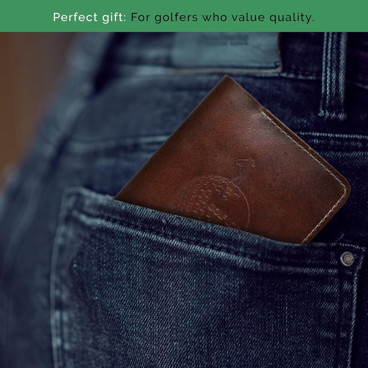 Refillable Golf Scorecard Holder–Full Grain Leather Golf Yardage Book Cover w/Golf Scorecard Book, Pencil Holder & Card Slot–Great Gift for Golfers-Unique Golf Gifts for Men & Women(Pen not included)