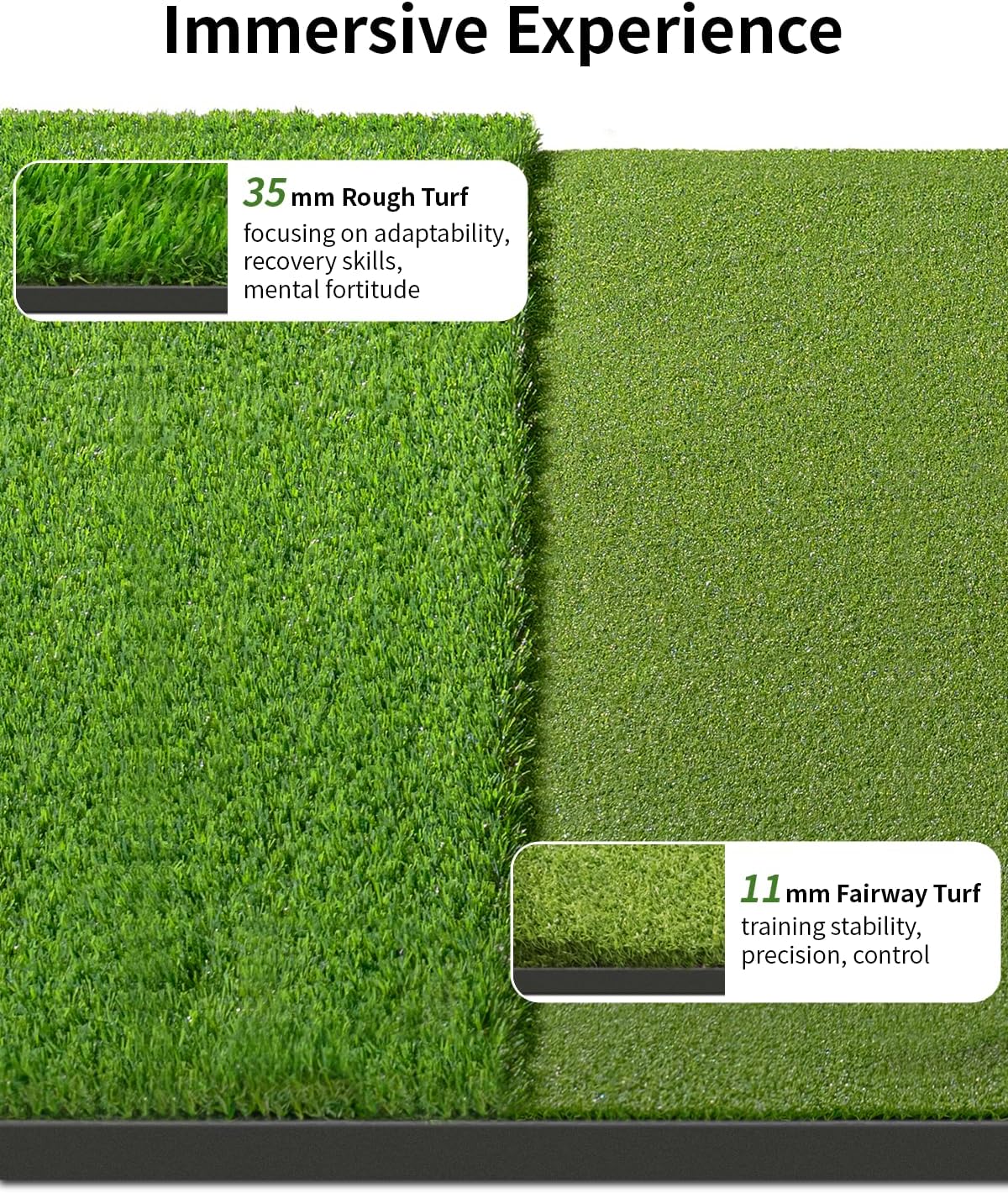 5.2x4ft & 6x4ft 21mm-45mm Dual-Turf Golf Mat with Ball Tray, Thickened Golf Hitting Mat with 9 Hitting Holes, Alignment Aid Practice Mat for Hitting, Driving Chipping, Swinging, Golf Present for Men