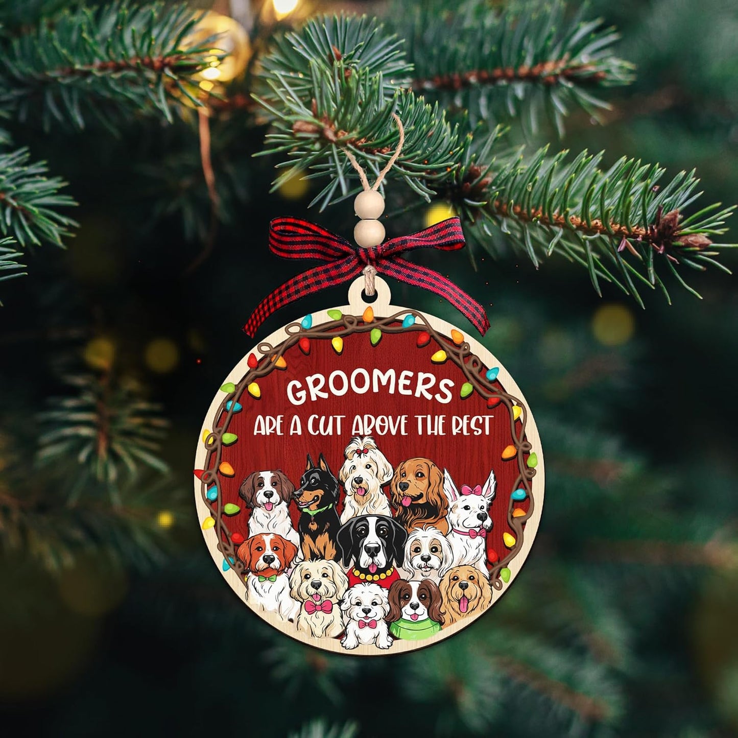 HEXMOZ Dog Groomer Gifts for Women - Thank You, Appreciation Gifts for Dog Groomers - Pet Dogs Groomer Christmas Ornament Holiday Decorations, Dogs Gift Ideas - Wood Xmas Ornaments for Christmas Tree
