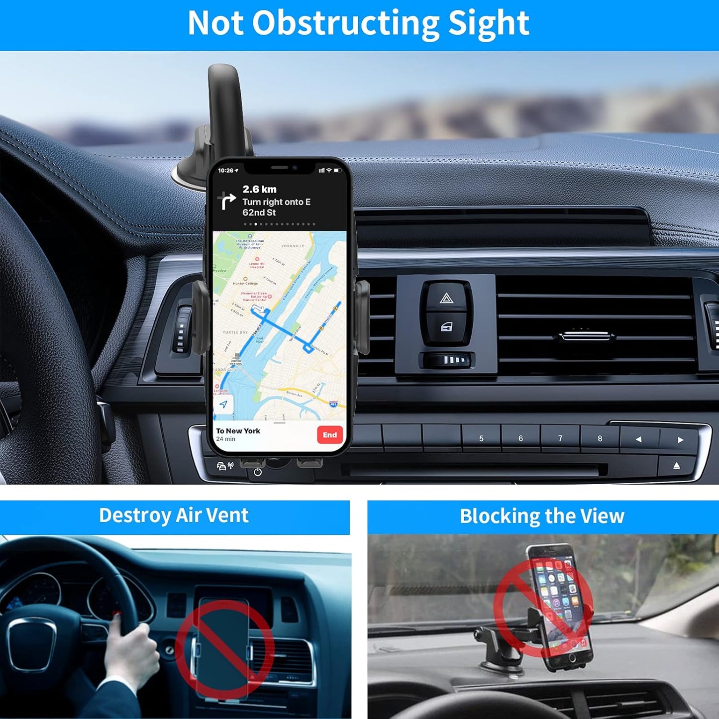 APPS2Car 14'' Gooseneck Car Phone Holder,Heavy Duty Phone Holder for Truck, [Flexibile Long Arm] [Anti shake stabilizer]Windshield Car Phone Mount Suction Cup,Fit For iPhone, Samsung &Other Cellphone