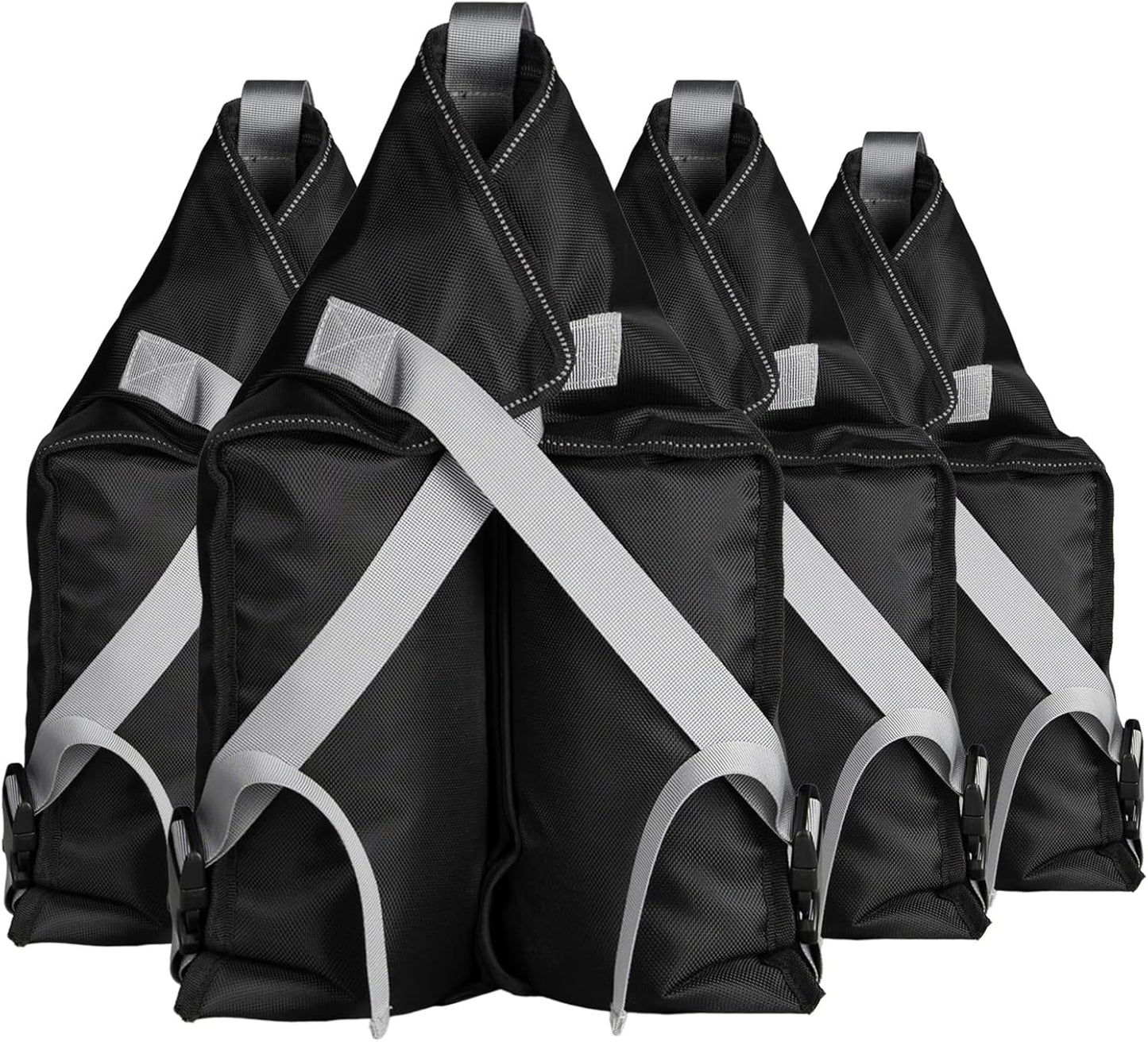 Set of 4 Sand Bags(160lbs) with 1680D Heavy Duty Fabric and Double Sewing Line and Zipper Perfect for Outdoor Gazebo Canopy Leg Umbrella Tent Carport Weights (Gray)