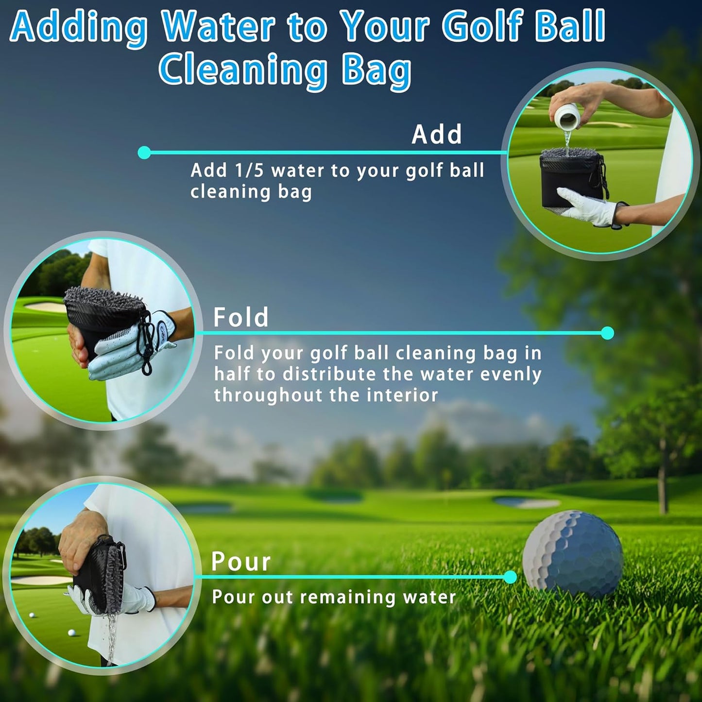 Golf Club Ball Cleaning Bag,Portable Waterproof Golf Club & Ball Cleaning Bag with Detachable Clip,Quick Dirt & Grass Removal, Compact Design for Golfers
