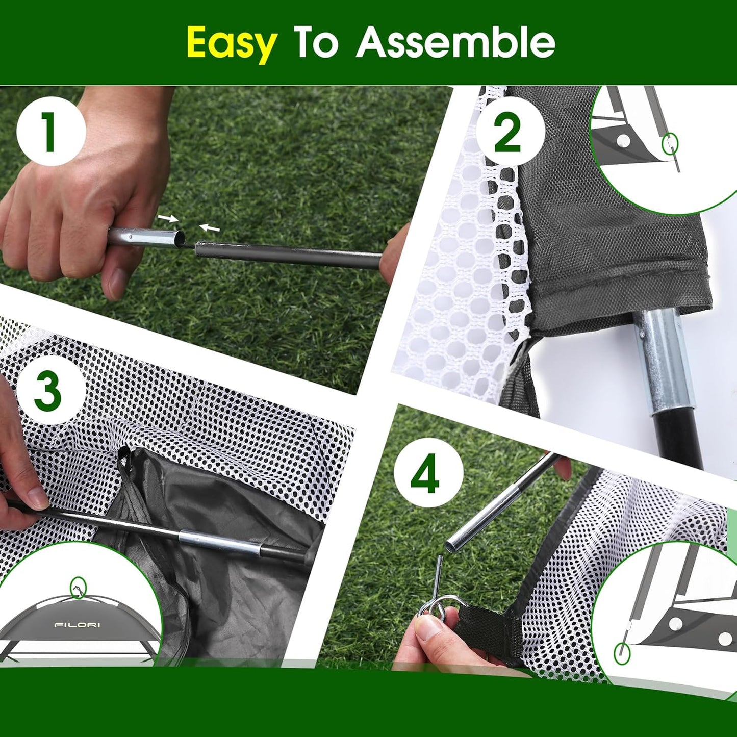FILORI Golf Practice Net 10x7FT - Golf Hitting Net with Tri-Turf Mat, 8 Balls, Tee & Carry Bag, Indoor/Outdoor Backyard Training for Driving Chipping Swing, Ideal Gifts for Men Dad Husband Golfer