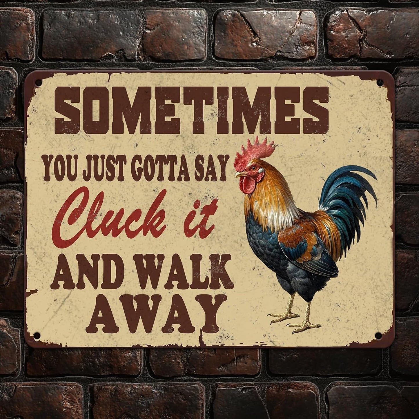 Chicken Farm Metal Tin Sign Chicken Cluck It Iron Sign Home Kitchen Wall Decor 12x8 Inch Funny Plaque