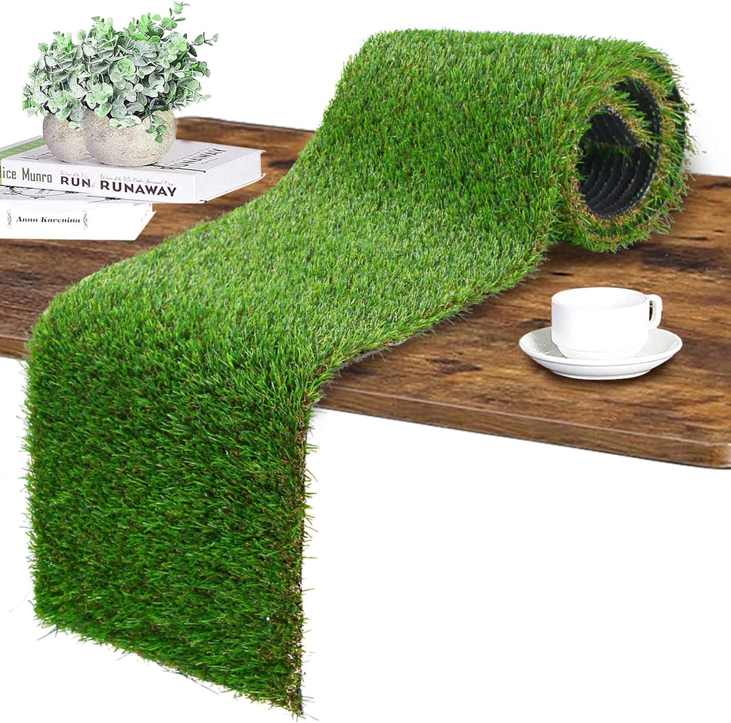 GLOBREEN Artificial Turf Grass Table Runner Green Football Golf Table Centerpiece Party Decorations, Wedding, Birthday, Baby Shower 12" x 108"