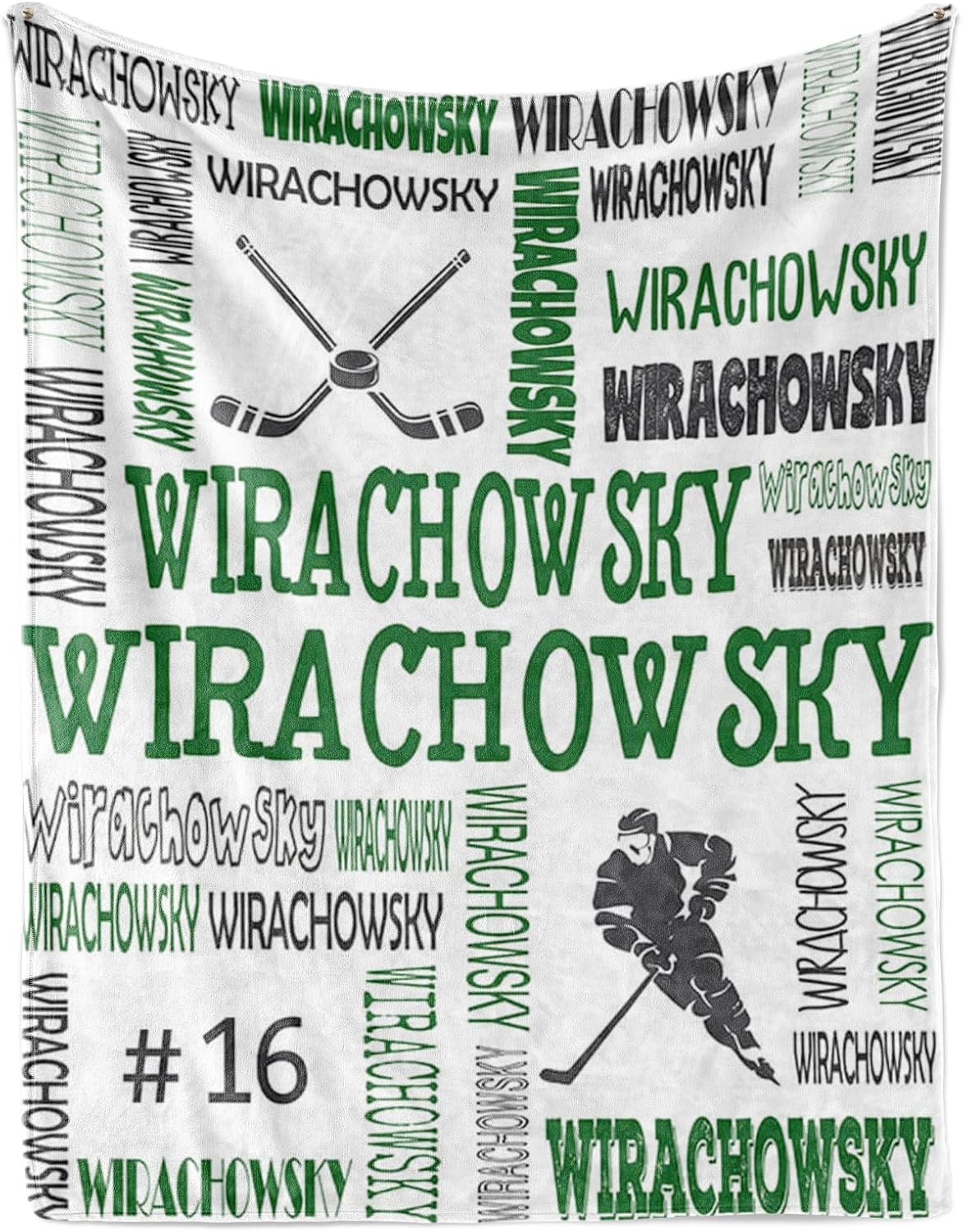 Custom Name Hockey Blanket - Personalized Names Soft Plush Flannel Throw Blankets for Baby Kids Teen Boys Holidays Birthdays Gifts Color11