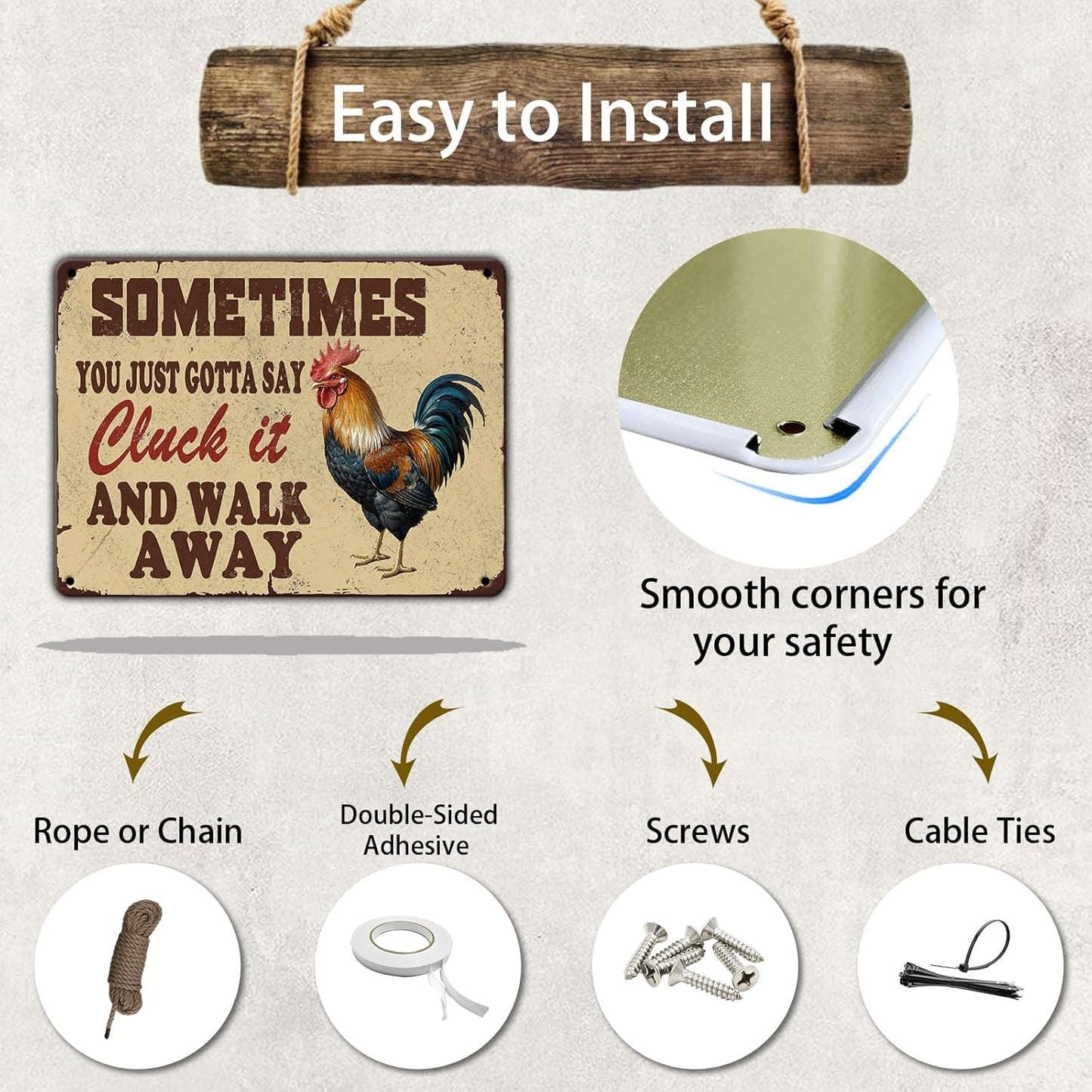 Chicken Farm Metal Tin Sign Chicken Cluck It Iron Sign Home Kitchen Wall Decor 12x16 Inch Funny Plaque