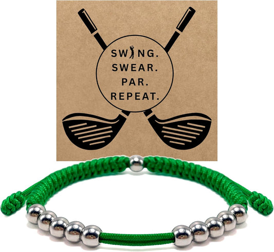 LAMIBEE Premium Golf Stainless Steel 10 Bead Score Counter Bracelet, Golf Stroke Count Bracelet, Resizable Easy Adjust Golf Round Scoring Tracker, Durable Stylish Golf Accessory