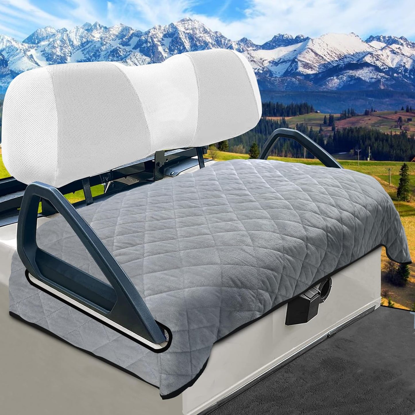 YOKYHOM Golf Cart Seat Covers, Golf Cart Seat Towel Blanket, Short Plush Surface, Soft and Comfortable, Suits EZGO, Yamaha, Club Car and Other 2-Seat Golf Carts, 51"x 30.5", Light Gray