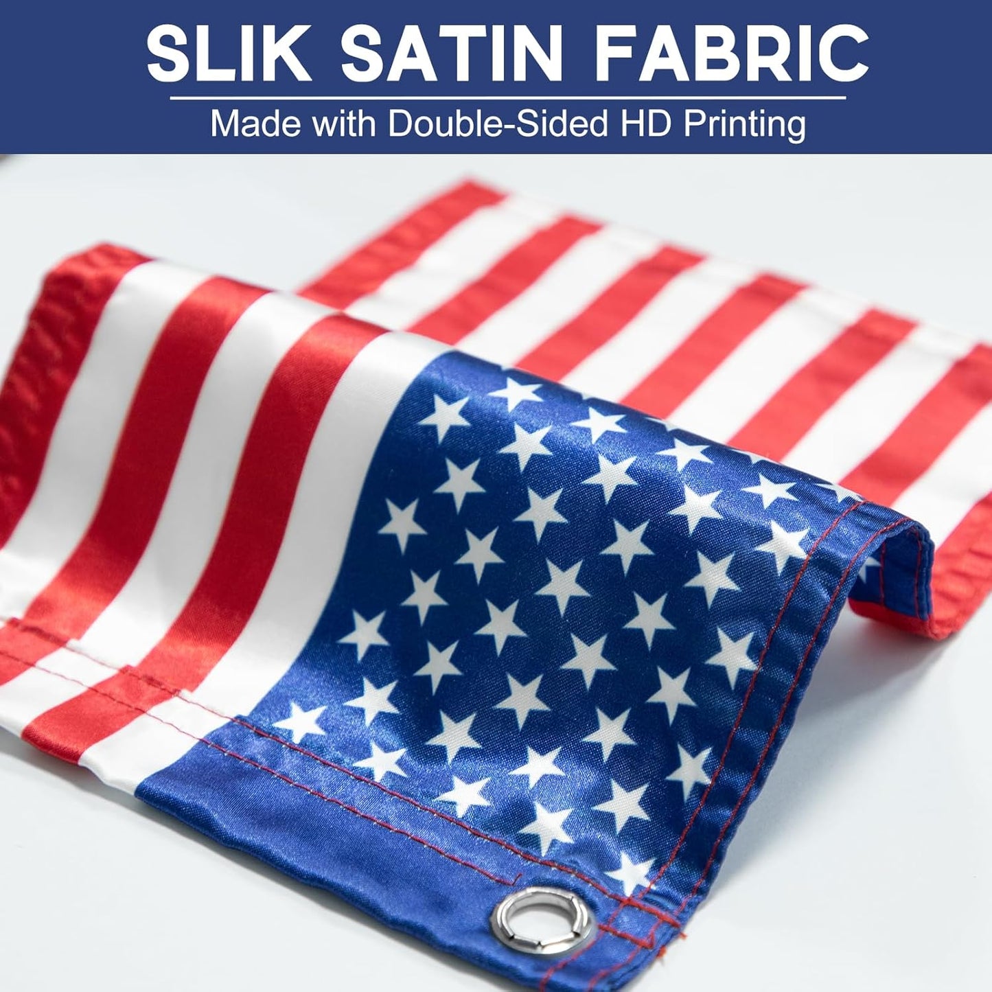 2PCS Golf Cart Flags, Double-Sewn Slik Satin Fabric 6 x 9"Golf Cart Flags, Easy Installation American Flags for Golf Cart, Boat, Bike, American USA Golf Flag with Elastic Strap Bracket