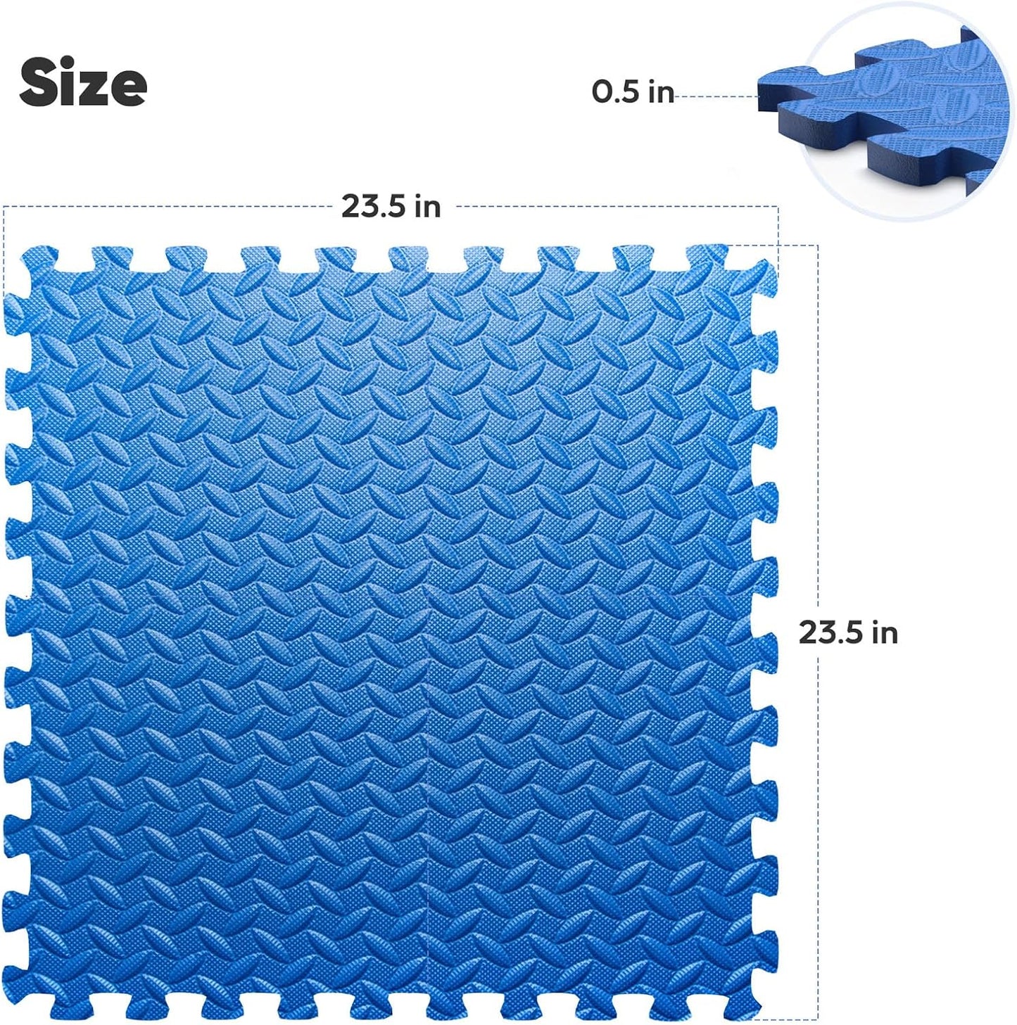Home Gym Mat, Puzzle Exercise Mat, of EVA Interlocking Foam Floor Tiles for Home Workout Equipment and Kids' Play Areas - Blue, 24 in x 24 in x ½ in - 16 Tiles (Blue, 16 Pack 64 sq ft)