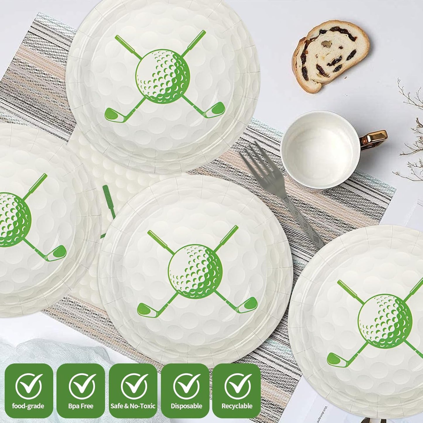 75PCS Golf Party Paper Plates and Napkins - Golf Themed Tableware Set Include 7inch Paper Plates Napkins Forks Disposable Decoration Supplies for Sport Birthday Game Day Party, Serve 25
