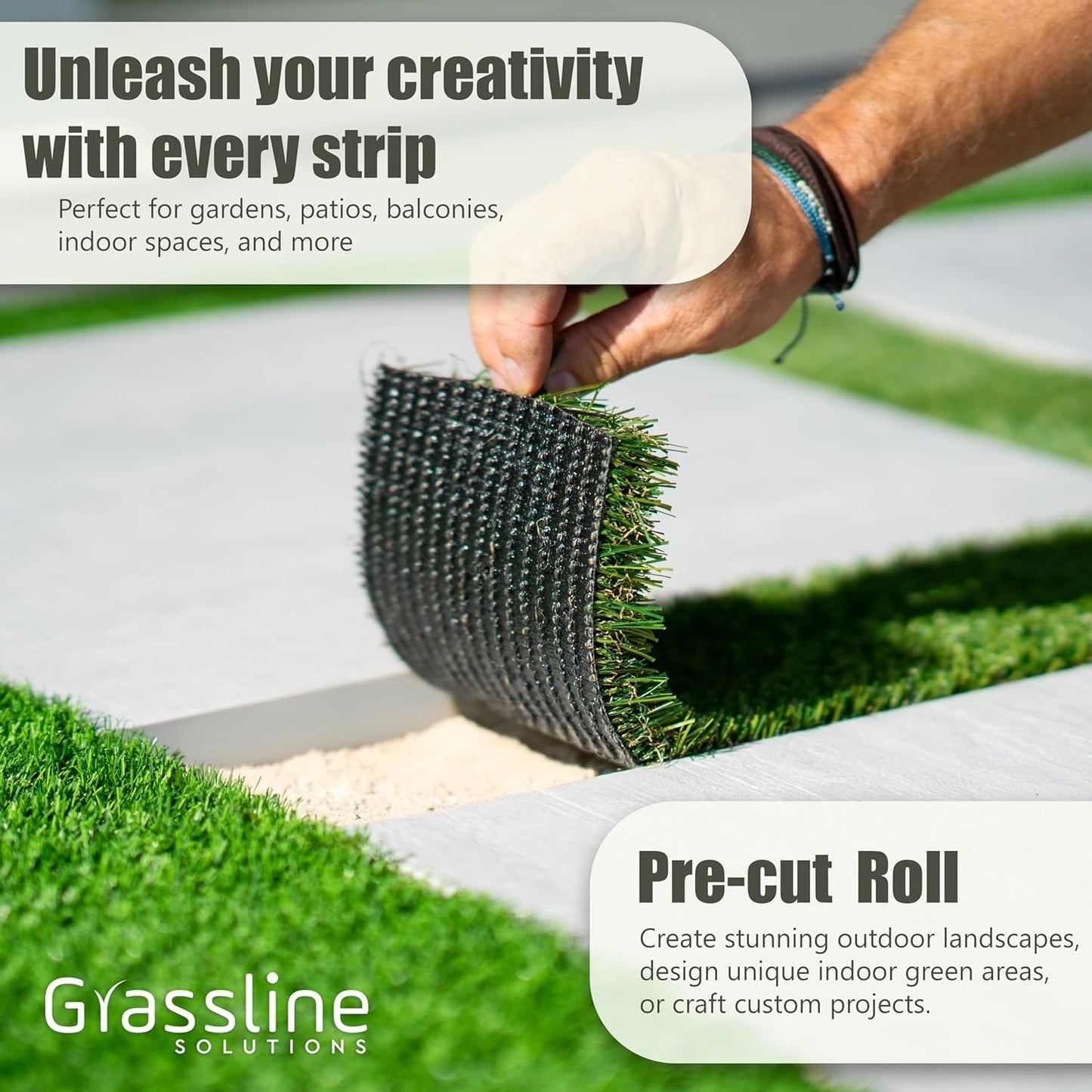 Artificial Grass Strip 6" x25' for Indoor/Outdoor Use-Realistic, 1" Thick Synthetic Turf for DIYers and Professionals, Pre-Cut Roll for Easy Installation and Creative Designs (6in x 25ft)