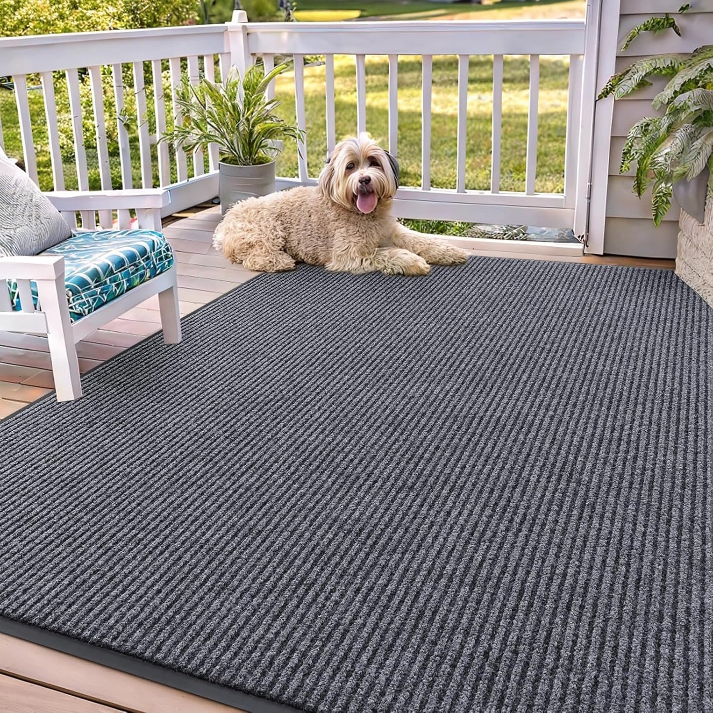 OLANLY Front Door Mat Indoor Outdoor Entrance, Waterproof Heavy Duty Doormat, Fade Resistant, Low Profile, Easy Clean Patio Porch Welcome Floor Mats for Entry, 71x47, Grey