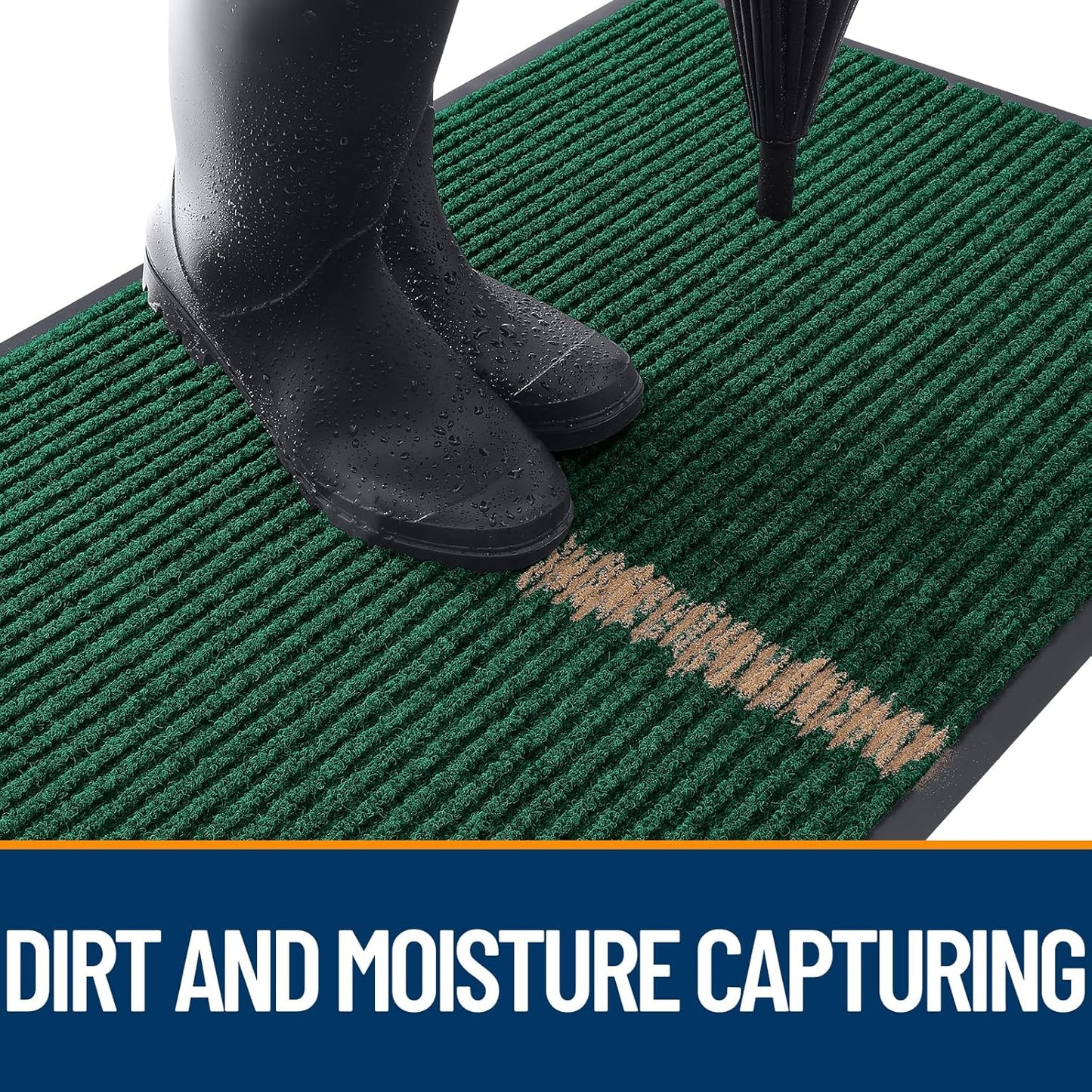 OLANLY Front Door Mat Indoor Outdoor Entrance, Waterproof Heavy Duty Doormat, Fade Resistant, Low Profile, Easy Clean Patio Porch Welcome Floor Mats for Entry, 35x23, Green