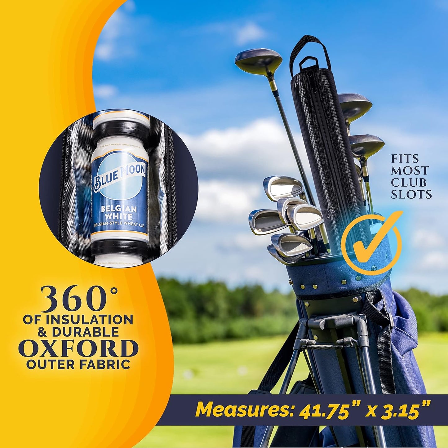 9 Can Insulated Golf Beer Sleeve with 7 Ice Pack Coolers - 8mm Thick Insulation Keeps Drinks Cold and Leak Proof Zipper – Customer-Favorite Golfing Gifts & Golf Bag Accessories