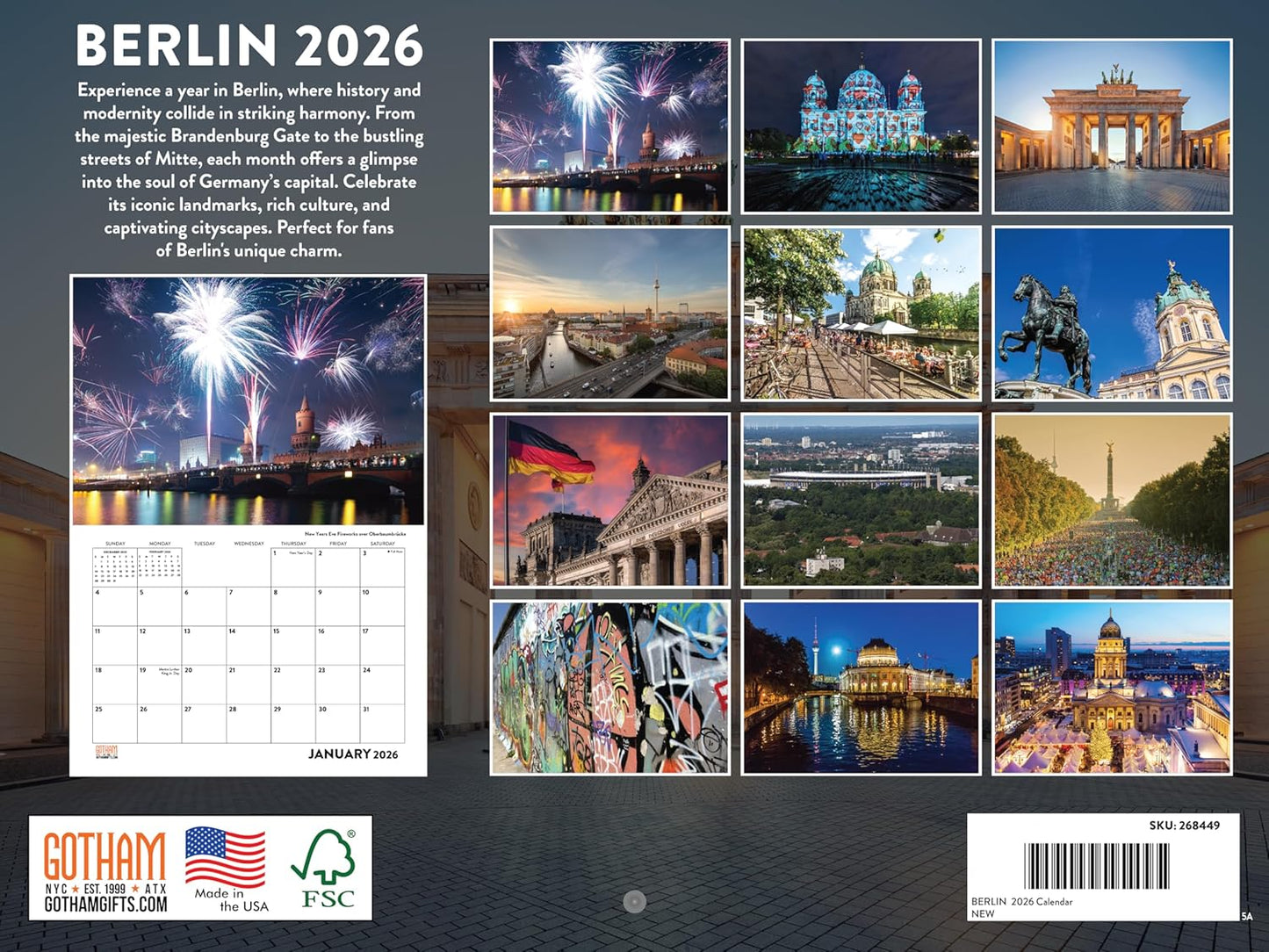 Berlin Calendar 2026 Monthly Wall Calender 12 Month | American Made In The USA