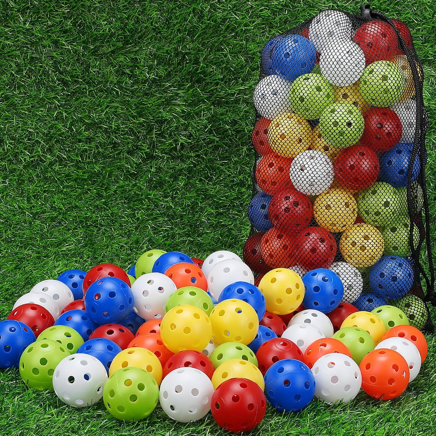 Coopay 72/150/300 Pack Practice Golf Balls, 42mm Plastic Golf Training Balls with a Drawstring Bag Hollow Sports for Swing Practice Driving Range Backyard Home Indoor Outdoor Use