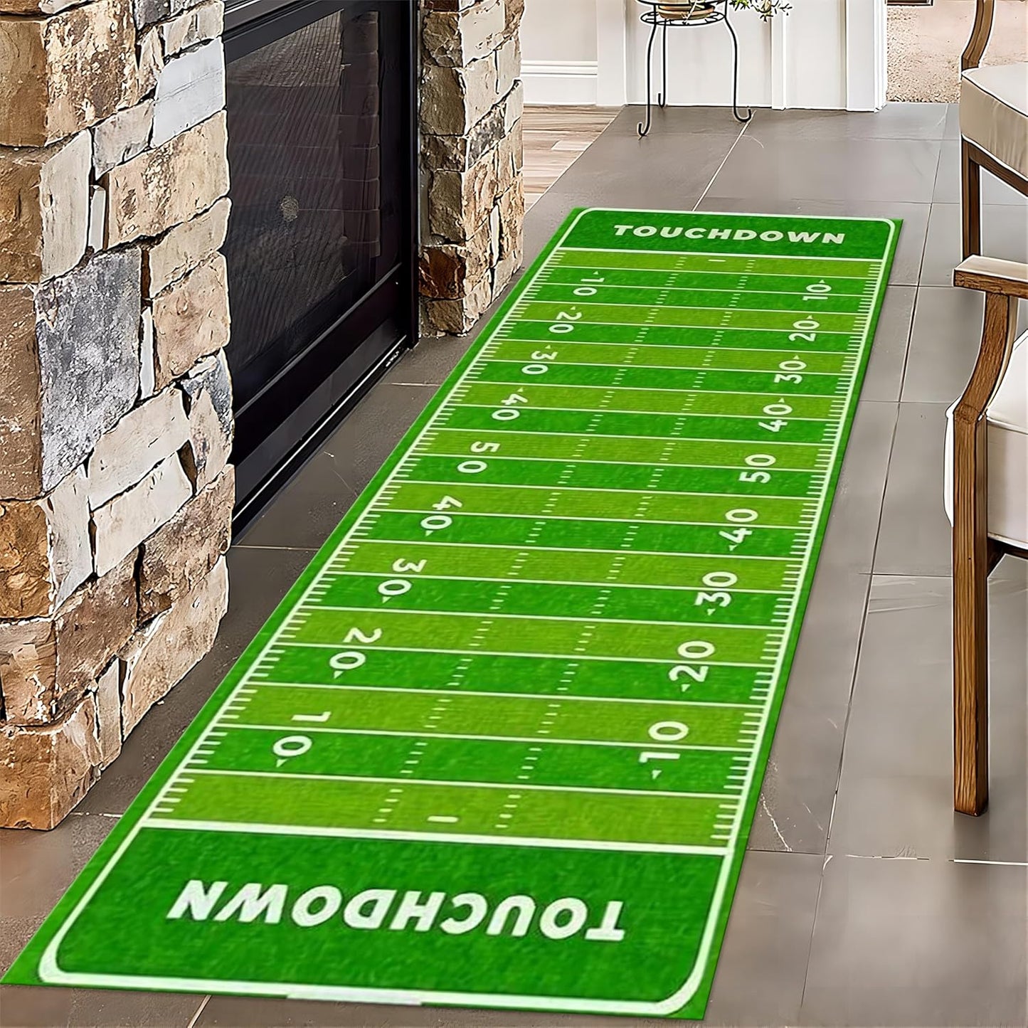 American Football Hallway Runner Rug, 3.3x7ft, Sports Rugs for Living Room, Thin Low Pile Home Decor Mat, Non-Shedding Reduce Noise Washable Non-Slip Carpets for Bedside Family Porch