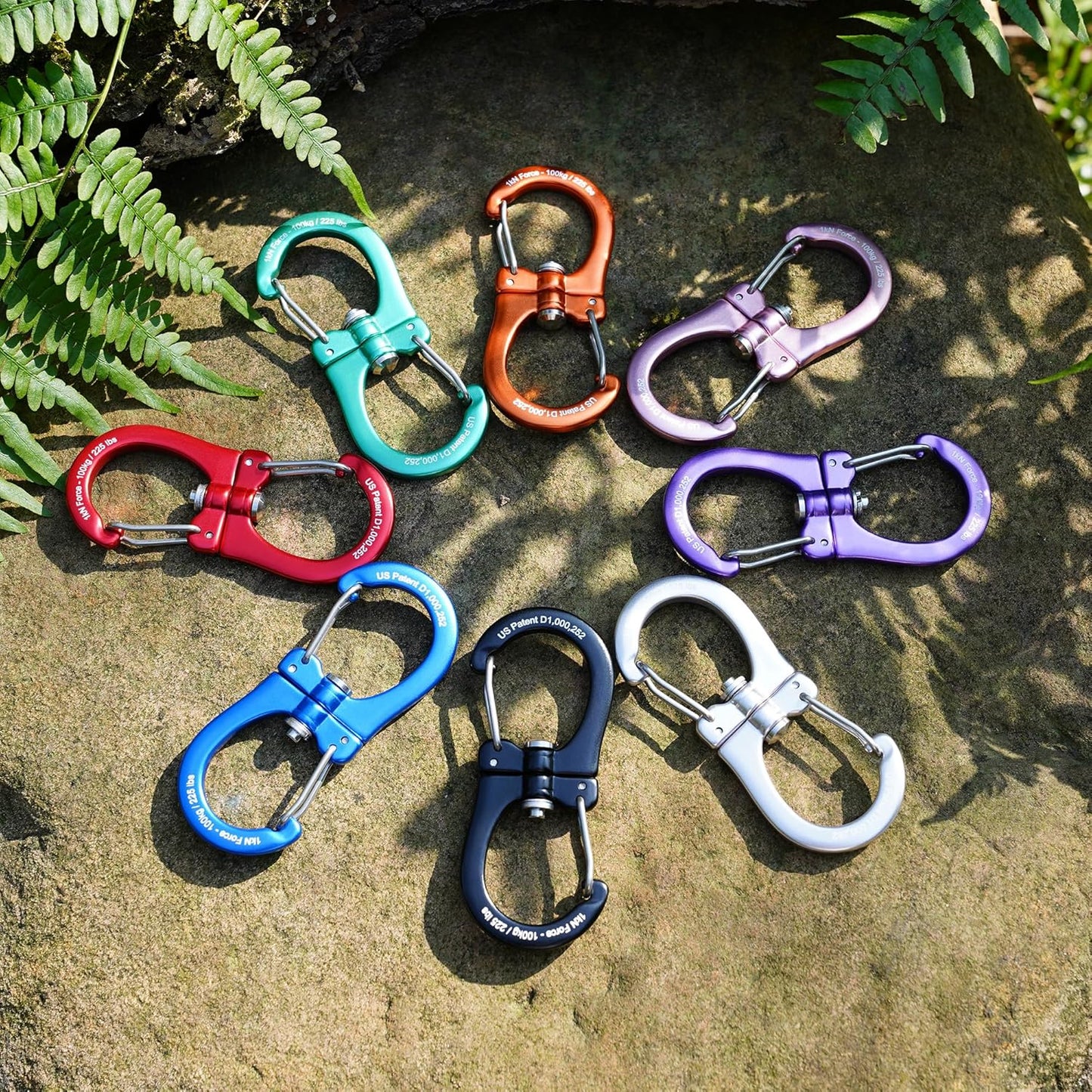 FresKaro 1kN Double-Ended Wiregate Carabiner Clip, Patented Design, Reversible 360 Spin, Lightweight Utility Hook for Hiking, Camping, Fishing, Birdfeeders, Keychain, Not for Climbing
