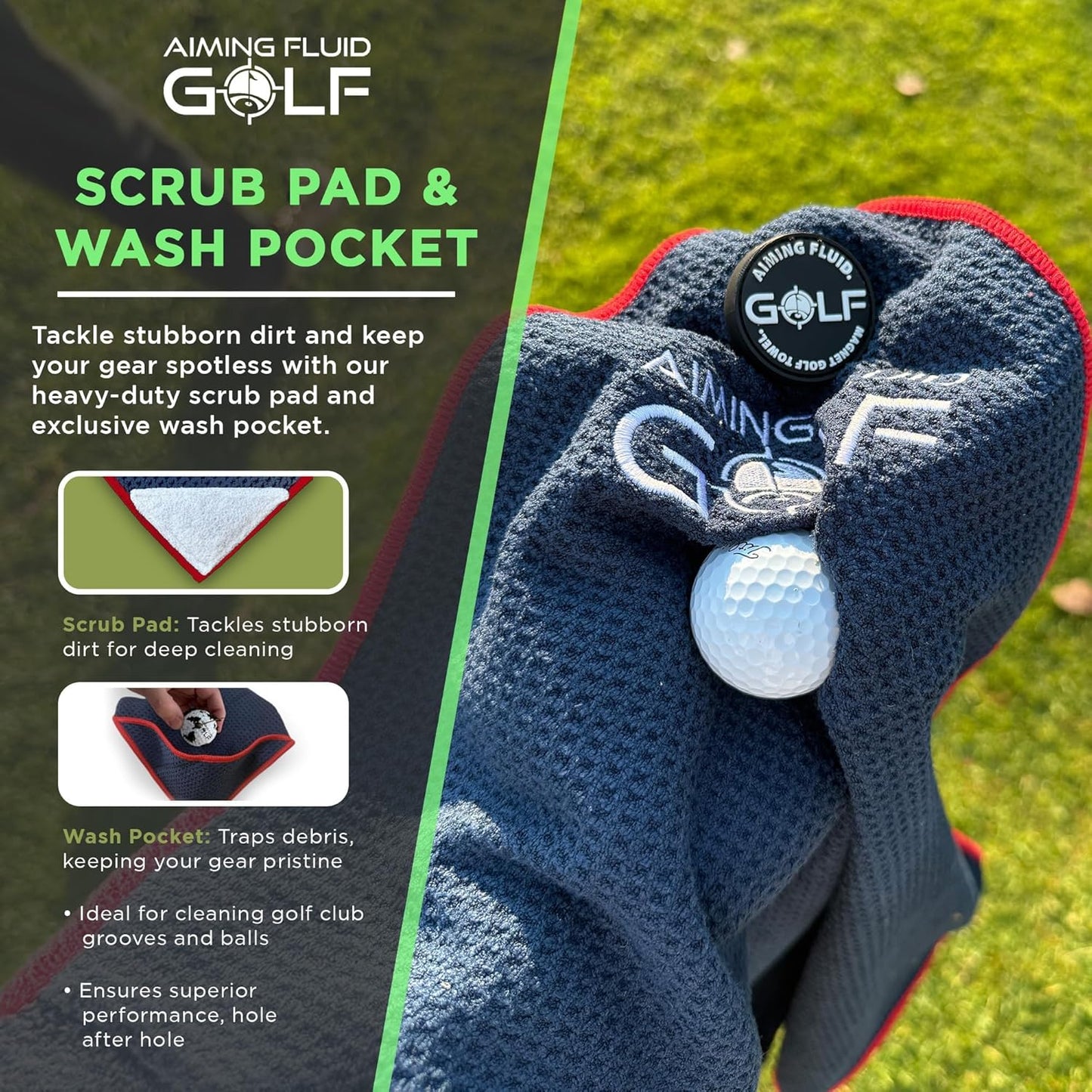 Magnetic Towel with Premium Strong Magnet for Golfing Carts, Clubs & Bags - Ultra-Absorbent Waffle Weave Design Limited Edition Birdie Blue
