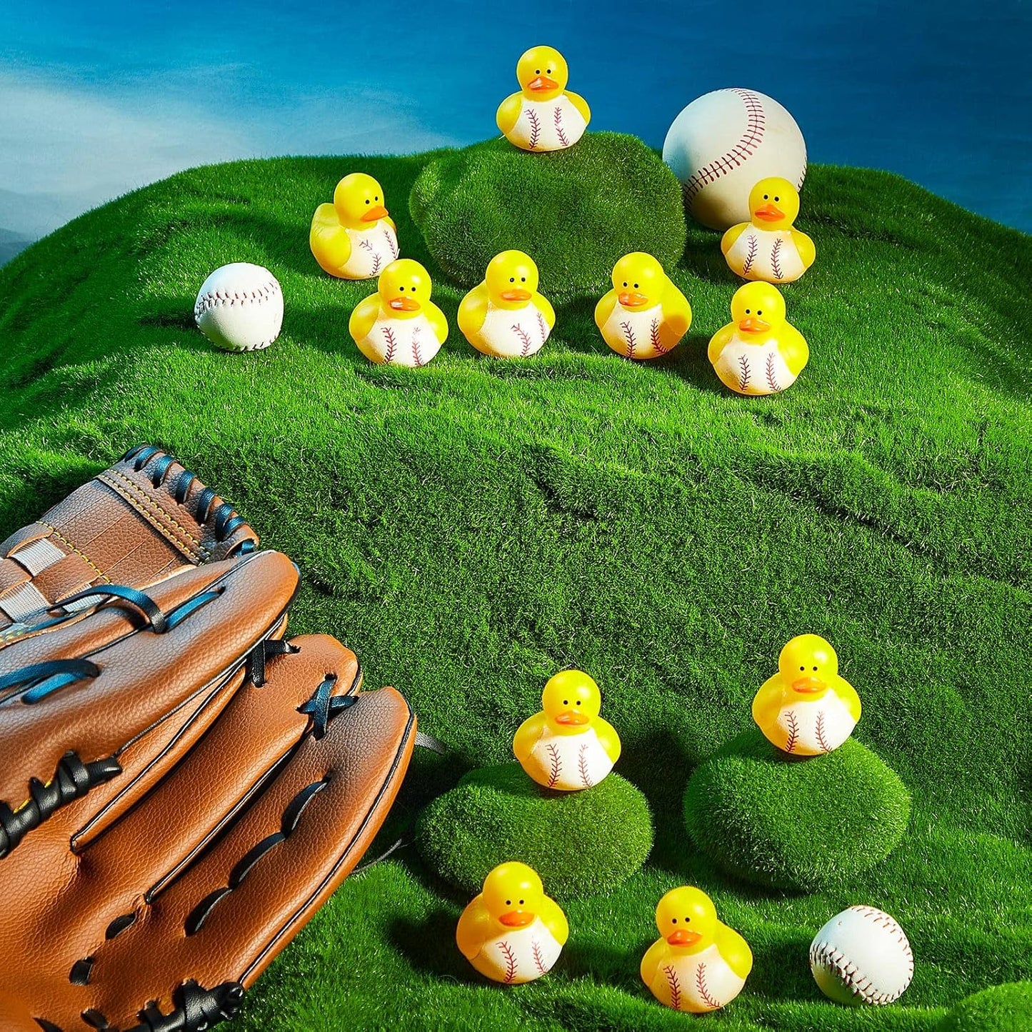 Deekin Rubber Duck 2 Inch Bulk Sport Party Favors for Team Events Game Day Decorations Birthday Party Decorations Club Player Gift(24 Pcs,Baseball White)