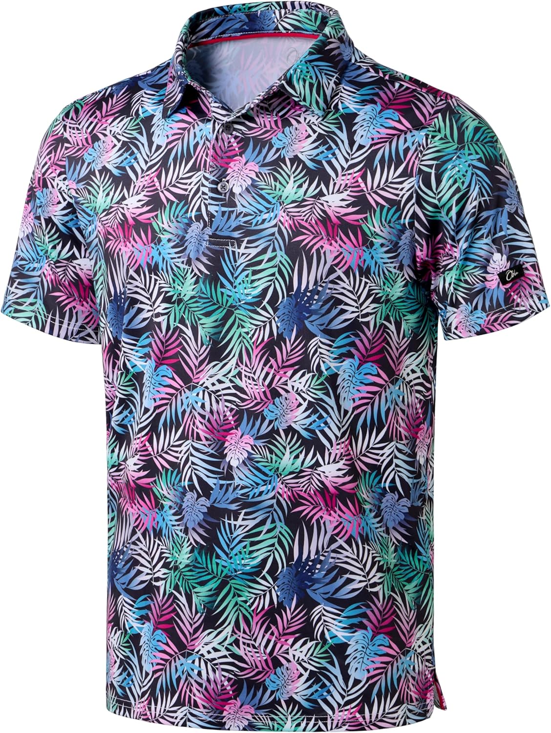 Obla Mens Golf Polo Shirts Short Sleeve Dry Fit Performance Moisture Wicking Casual Print Collared Golf Shirts for Men