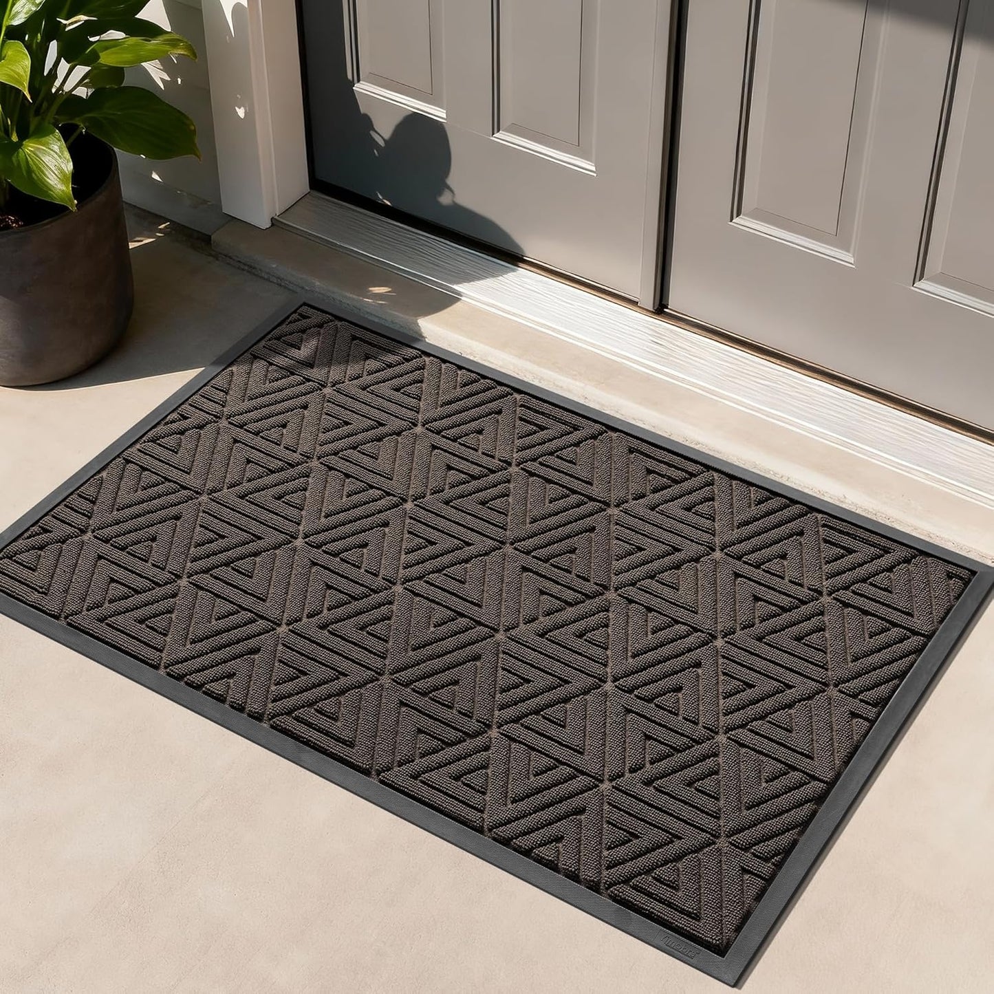 Yimobra Large Door Mat 47x32, All-Weather Waterproof Non-Slip Welcome Matt Outdoor, Heavy Duty Non Slip Doormat for Entryway for Patio and Garage Indoor, Easy Clean, Brown