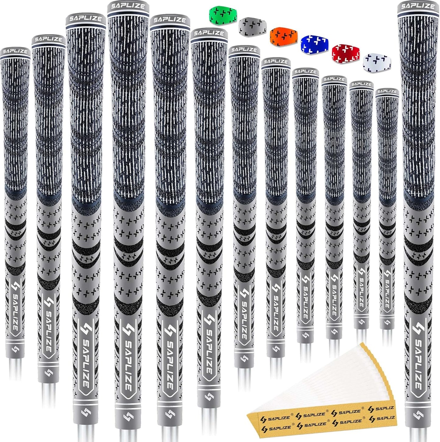 SAPLIZE Cross Cord Golf Grips Set of 13 Grips with Tape or Full Regripping Kit, Std/Mid/Jumbo, Low Taper Design, Multi-compound Hybrid, Anti-Slip Golf Club Grips, CL03 Series