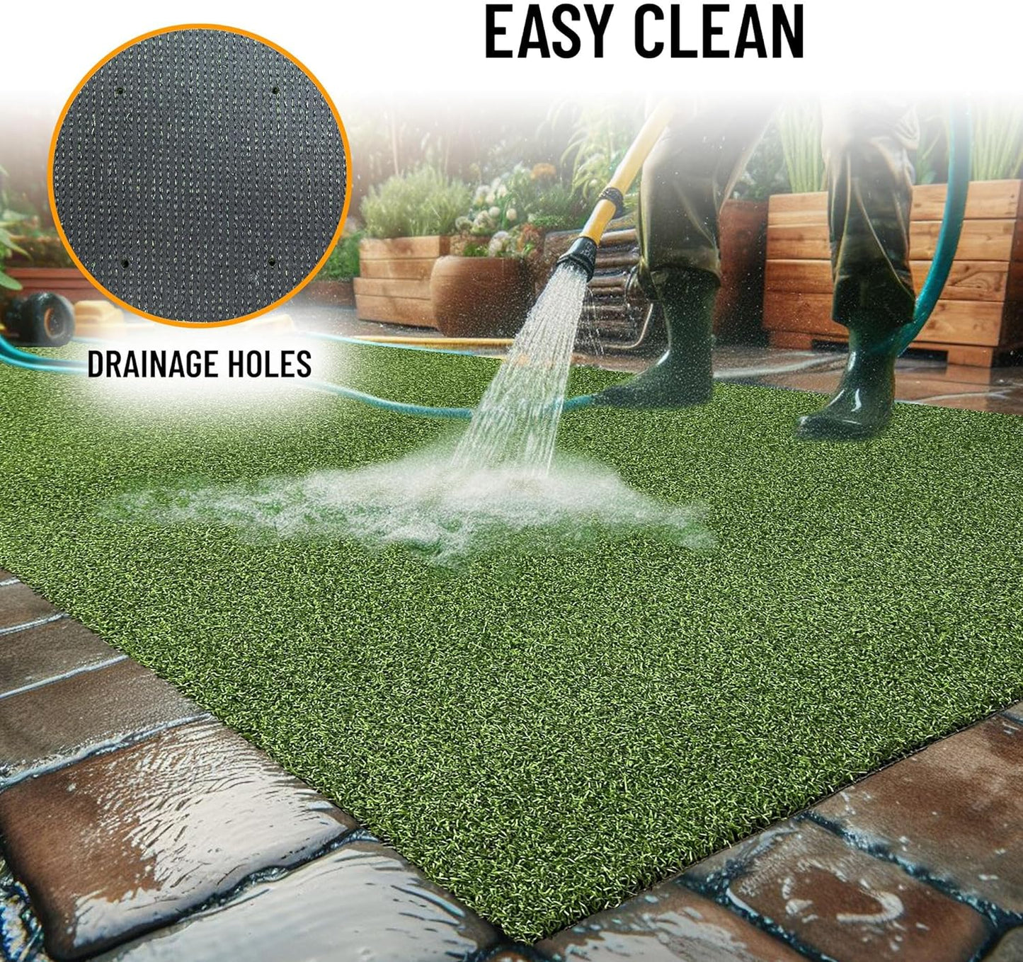 Ottomanson Artificial Turf Golf Hitting Mat 6'6" x 20' Indoor/Outdoor Waterproof Synthetic Fake Grass for Putting Practice Baseball Football Sports Gym Backyard, Custom Size 2' up to 30'