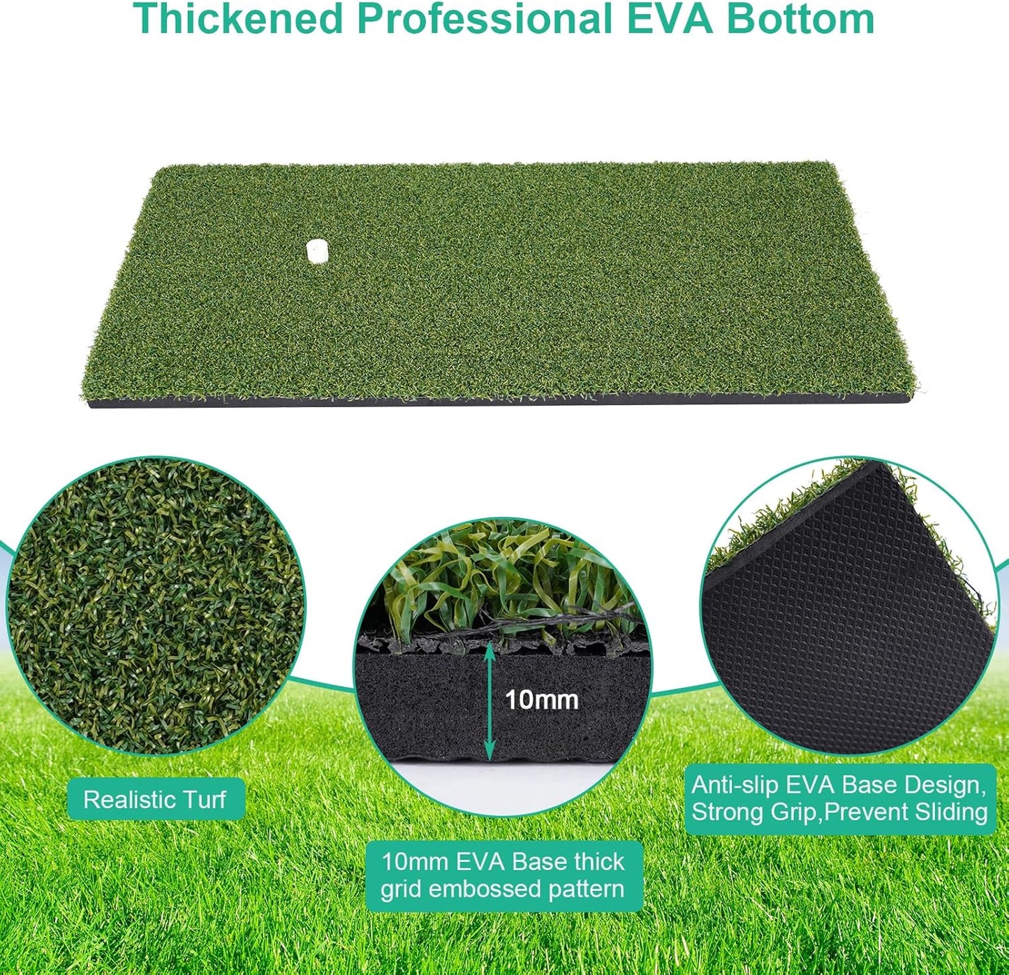Golf Practice Mat Golf Hitting Mat Portable Training Matt Indoor Outdoor Chipping Putting Training Mats for Backyard Garage – Gift for Golfers, Beginners & Pros