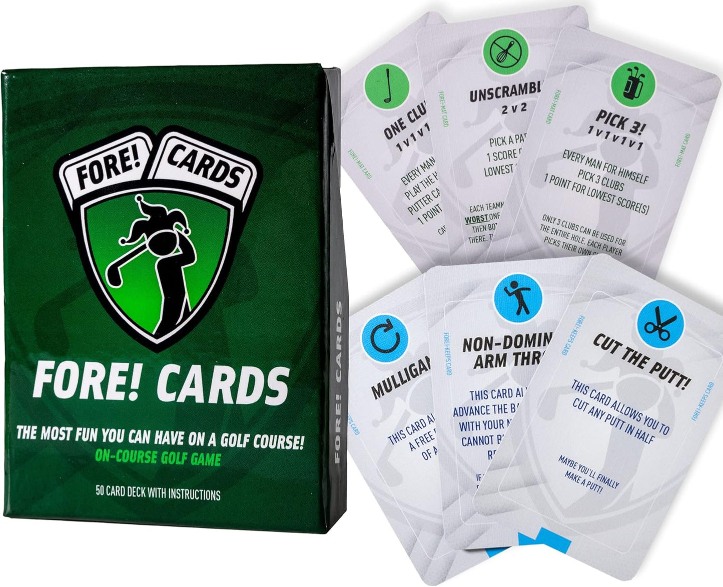 On-Course Golf Card Game & Expansion Pack Bundle – Fun Golf Games with Classic & Crazy Formats for Foursomes – Unique Golf Gift for Men, Women & Groups – 80 Fun Playing Cards Included