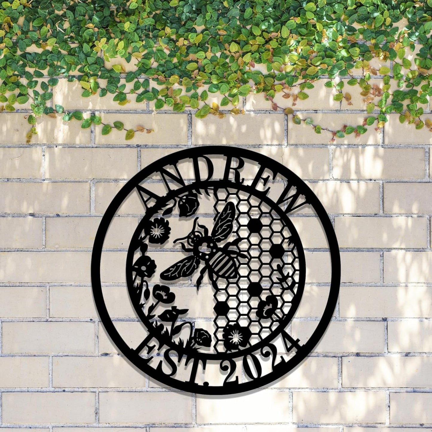 Personalized Honey Bee Metal Wall Art Custom Outdoor Garden Sign Name Bee Farm Decor Gift for Gardener or Bee Keeper Custom Honey Farm Sign