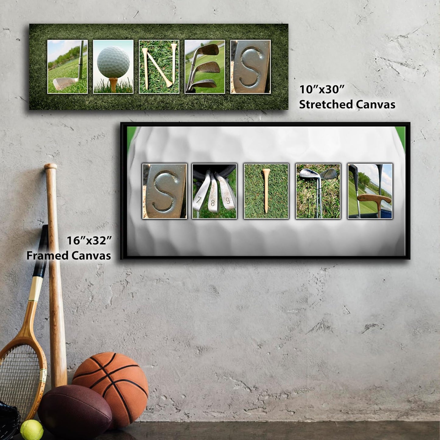 Framed Canvas - Personalized Golf Name Art - Perfect and unique customized gift for the golfer or golf enthusiast