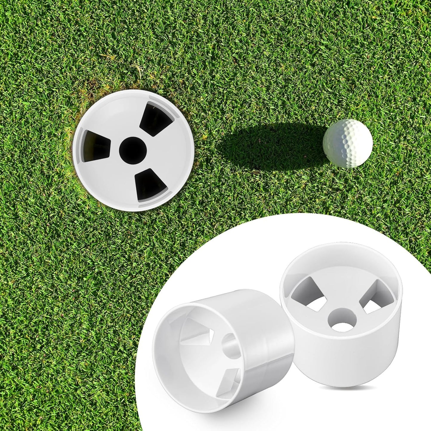 8PCS Golf Hole Cup 4 Inch Depth, ABS Plastic Putting Cup for Backyard Golf Practice, Ivory White, Fit USGA LPGA PGA Regulations (4 1/4 Inch Outside Diameter)