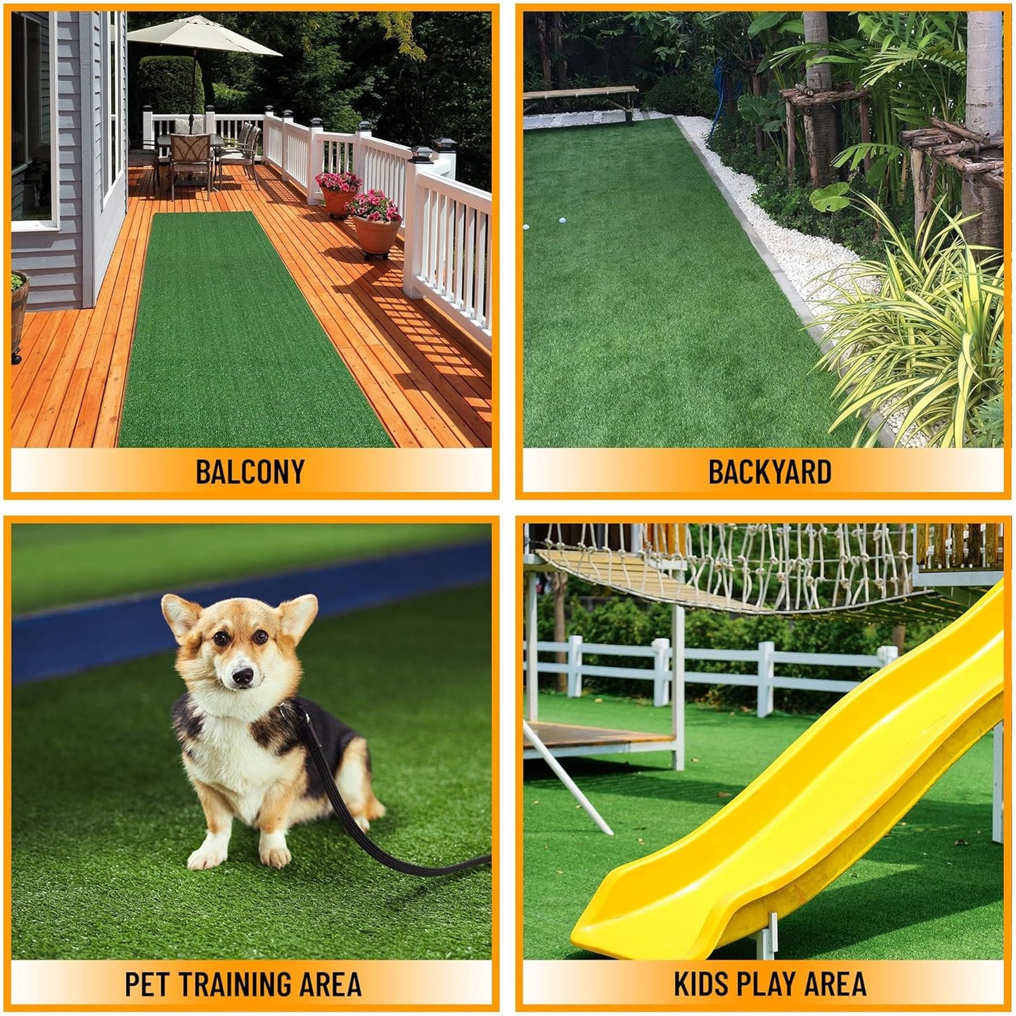 Ottomanson Artificial Grass Turf 22" x 30' Indoor Outdoor Faux Grass Rug with Drainage Holes, Customizable with Extra Long Size Options, Perfect for Patio Lawn Balcony Weddings Photoshoot Backdrop