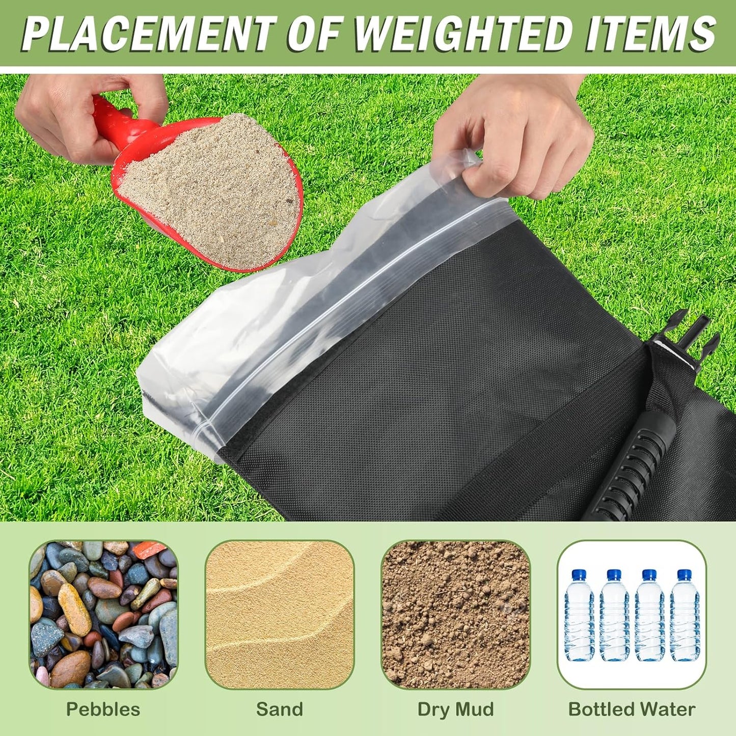 Esmorah Umbrella Base Weights Sand Bags, 2 Pack 45lbs Fillable Weight Bags to Hold Things Down, Black Weighted Base Sandbags for Outdoor Furniture Patio Cantilever Umbrellas Stand (Without Sand)