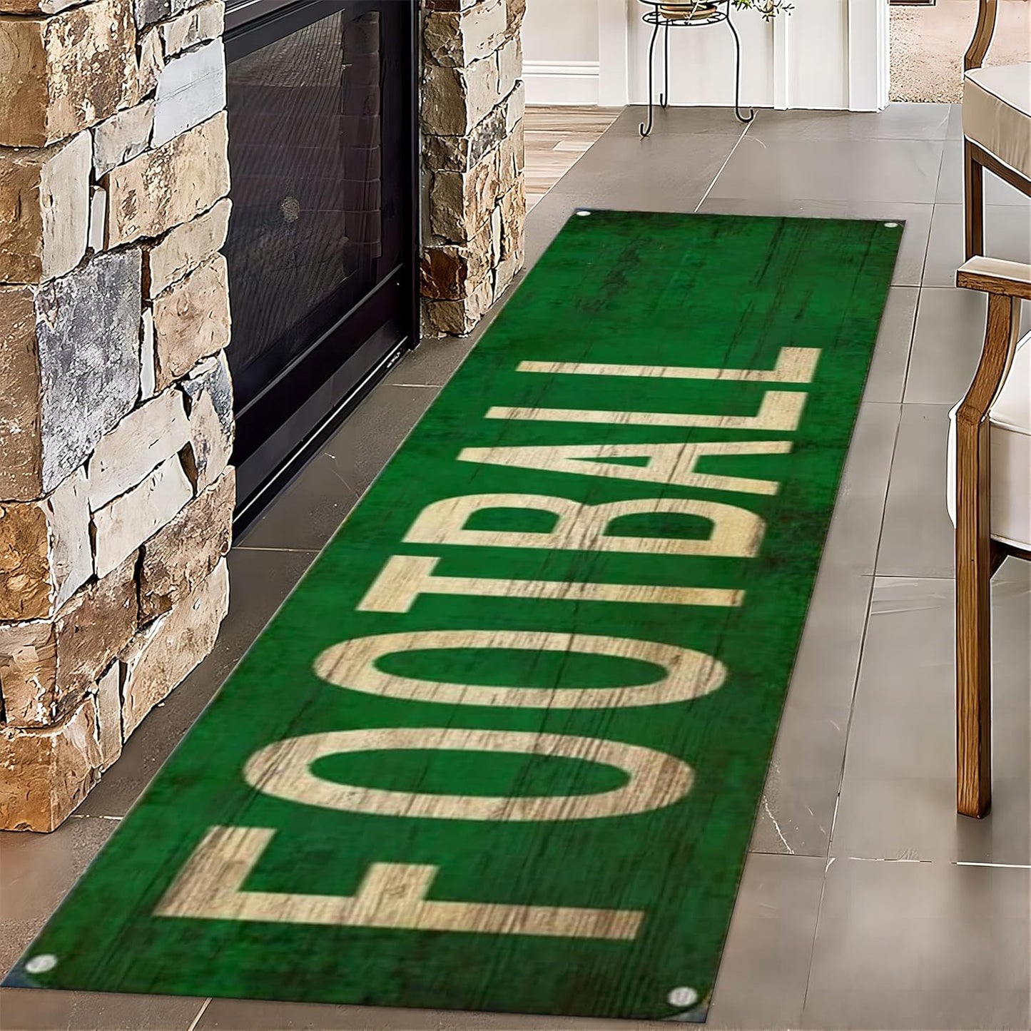 Sports Runner Rug, 2x6ft, Football Indoor Floor Rugs, Indoor Decor Thin Low Pile Easy Clean Rugs, Non-Shedding Reduce Noise Washable Non-Slip Carpets for Bedside Family Kitchen