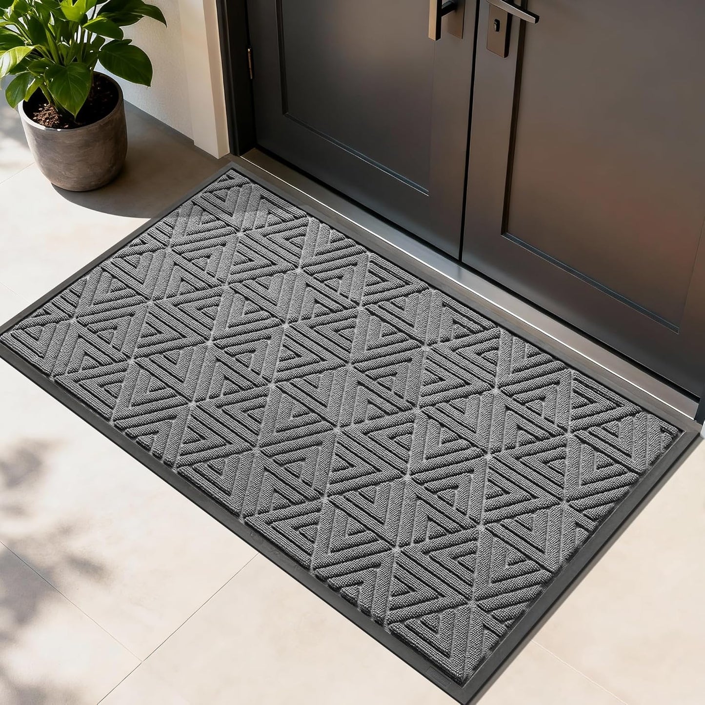 Yimobra Extra Large Door Mat 60x36, All-Weather Waterproof Non-Slip Welcome Matt Outdoor, Heavy Duty Non Slip Doormat for Entryway for Patio and Garage Indoor, Easy Clean, Grey