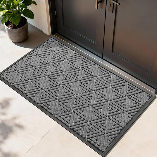 Yimobra Extra Large Door Mat 60x36, All-Weather Waterproof Non-Slip Welcome Matt Outdoor, Heavy Duty Non Slip Doormat for Entryway for Patio and Garage Indoor, Easy Clean, Grey